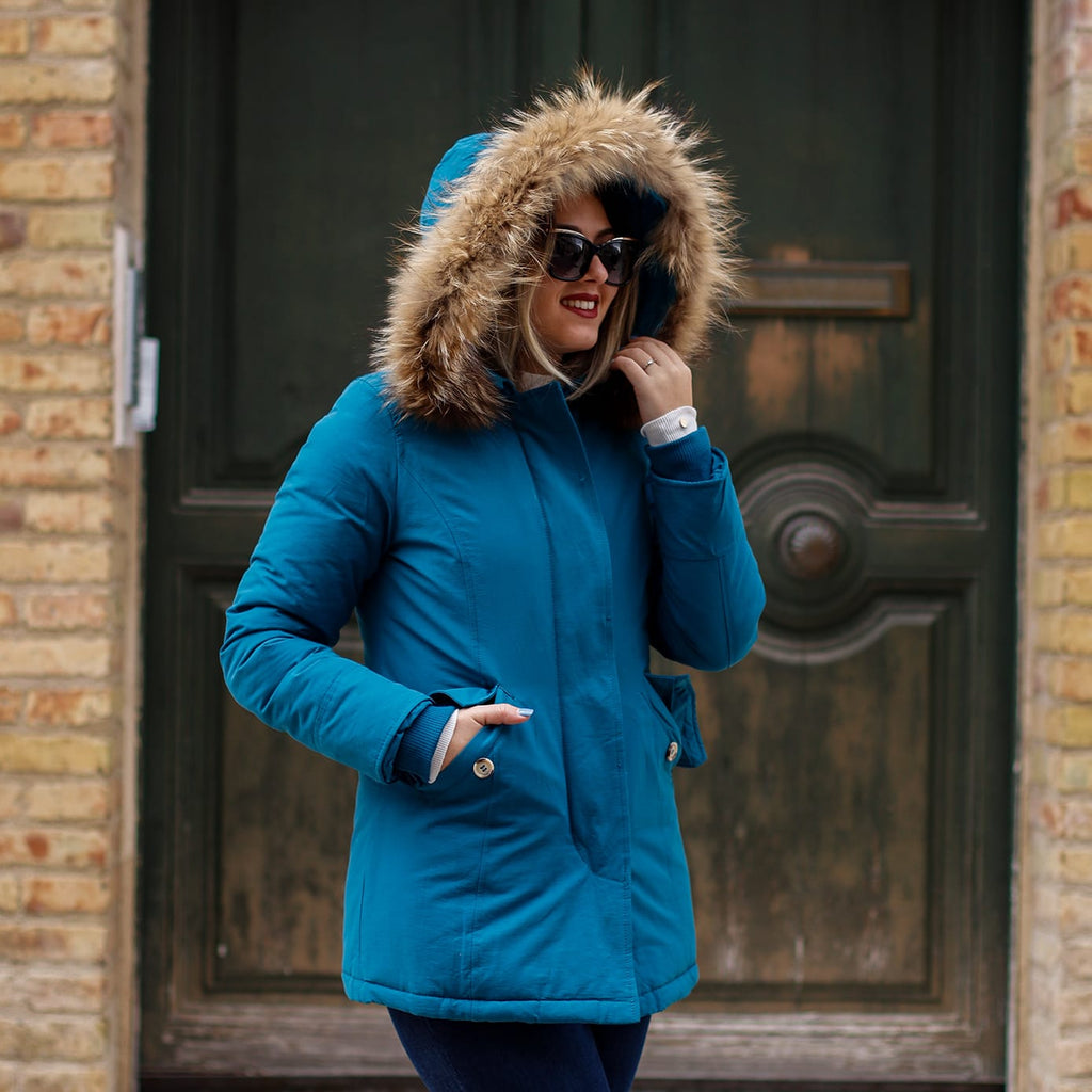 Parka Simil Woorlich Special Price Pelliccia GRANDE blu navy