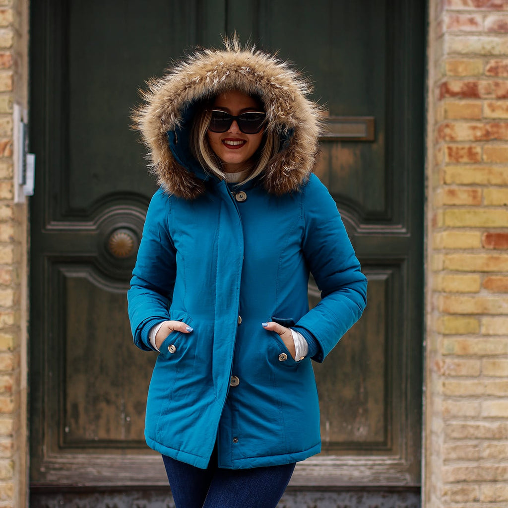 Parka Simil Woorlich Special Price Pelliccia GRANDE blu navy