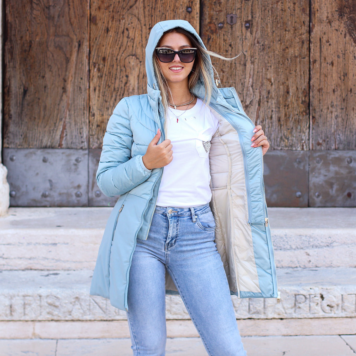 Piumino doppio tessuto 3 4 YES ZEE