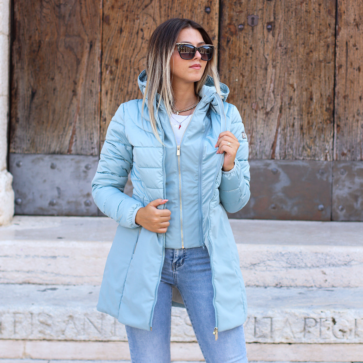 Piumino doppio tessuto 3 4 YES ZEE