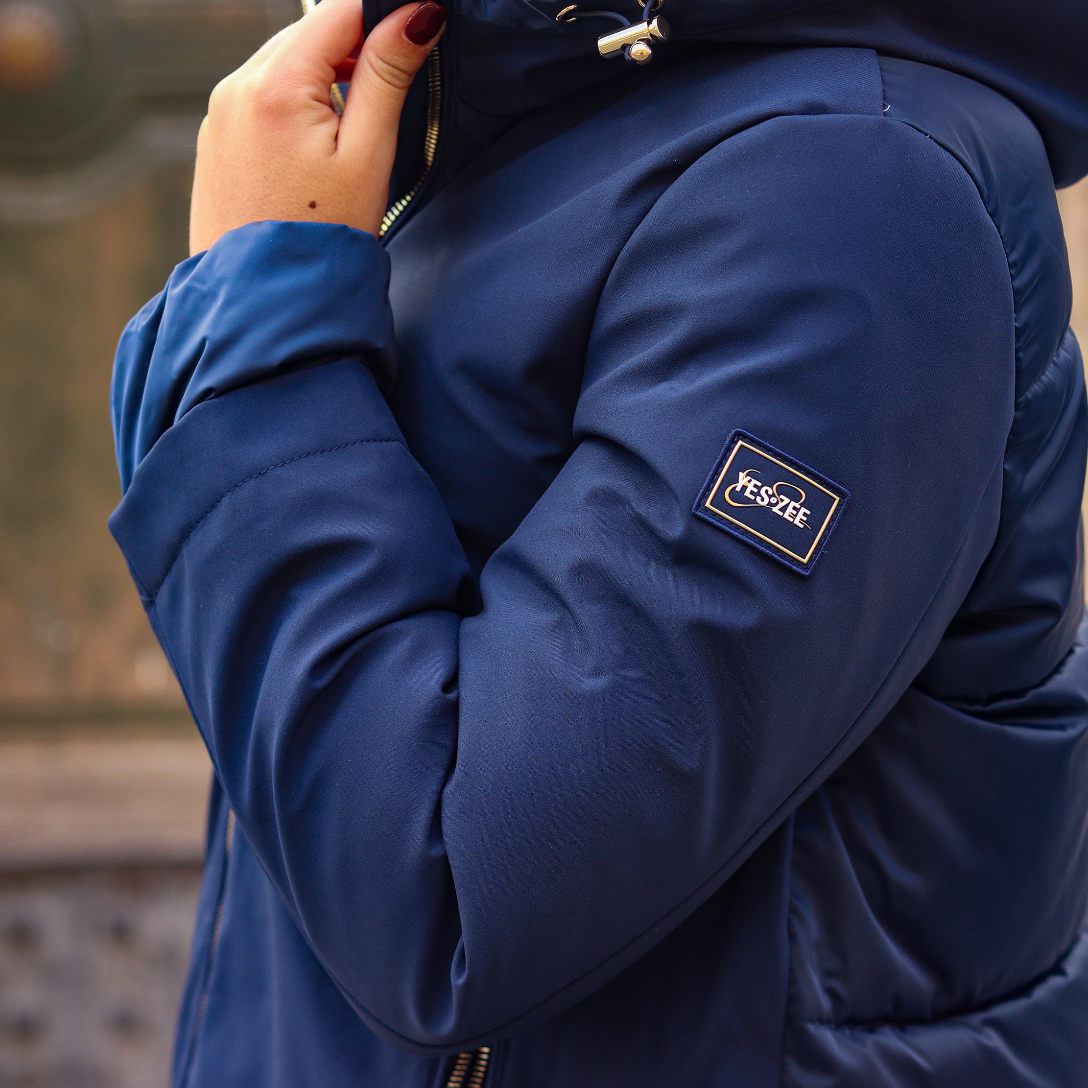 piumino doppio tessuto dietro e polsino BLU