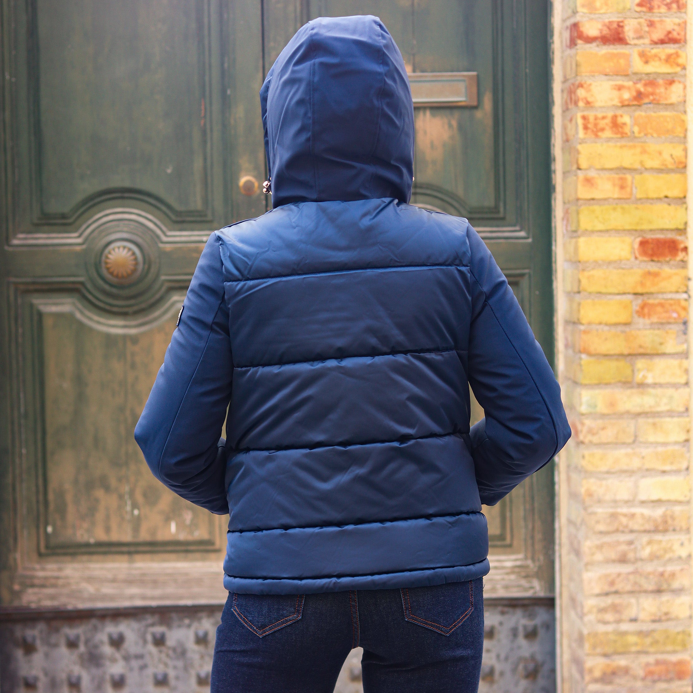 piumino doppio tessuto dietro e polsino BLU