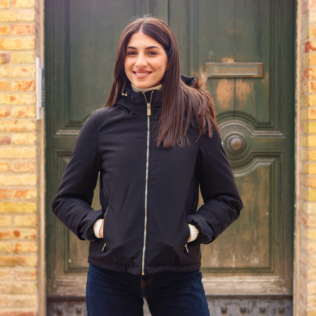 piumino doppio tessuto dietro e polsino NERO