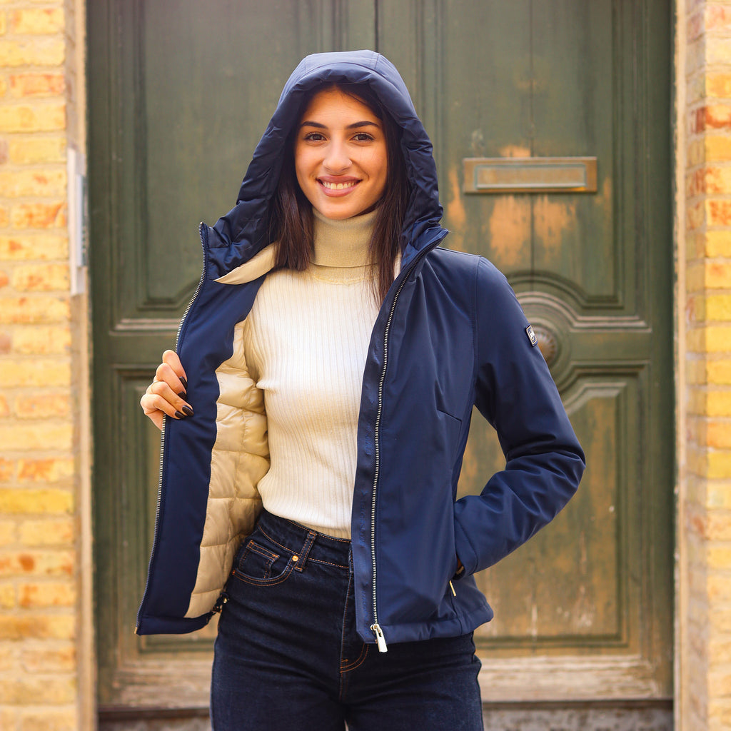 piumino liscio CORTO BLU