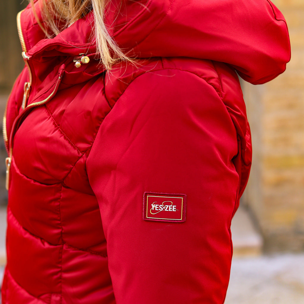 piumino corto doppio tessuto maniche ROSSO