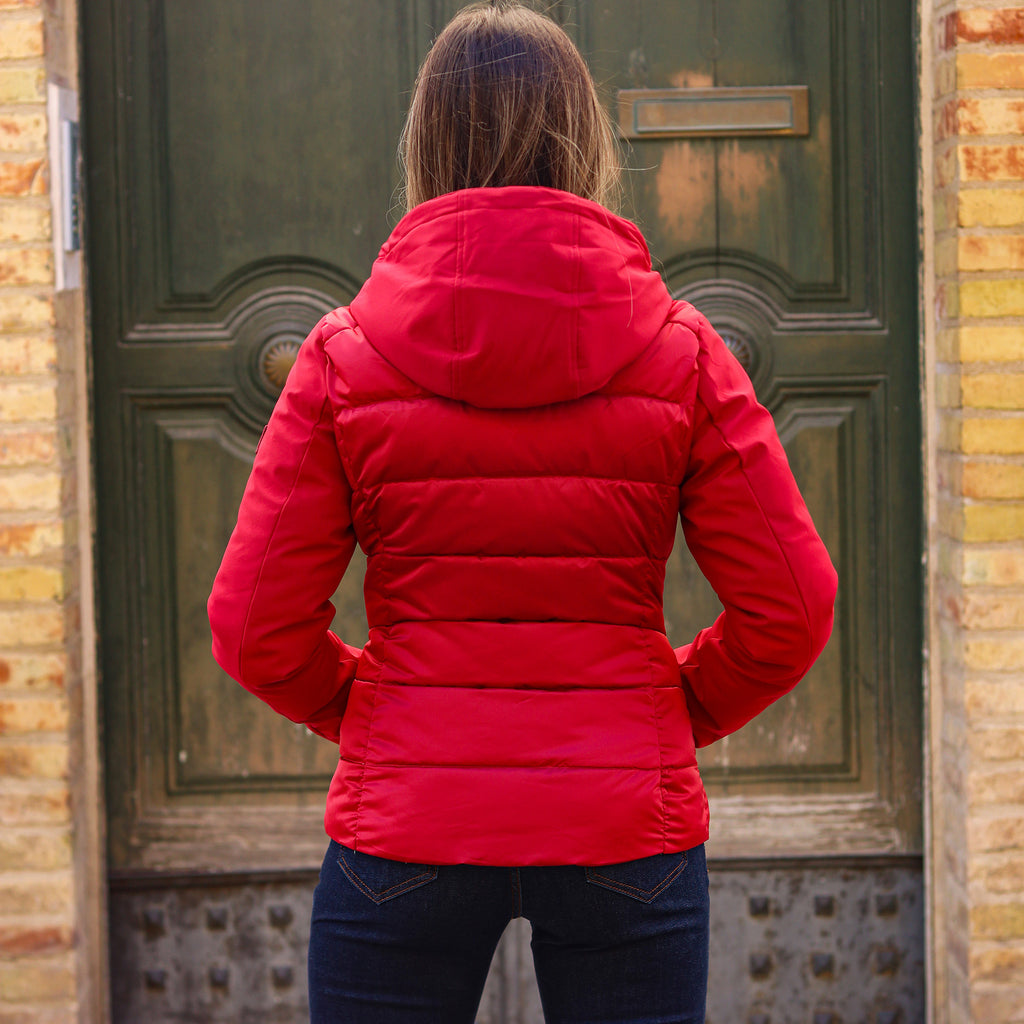 piumino corto doppio tessuto maniche ROSSO