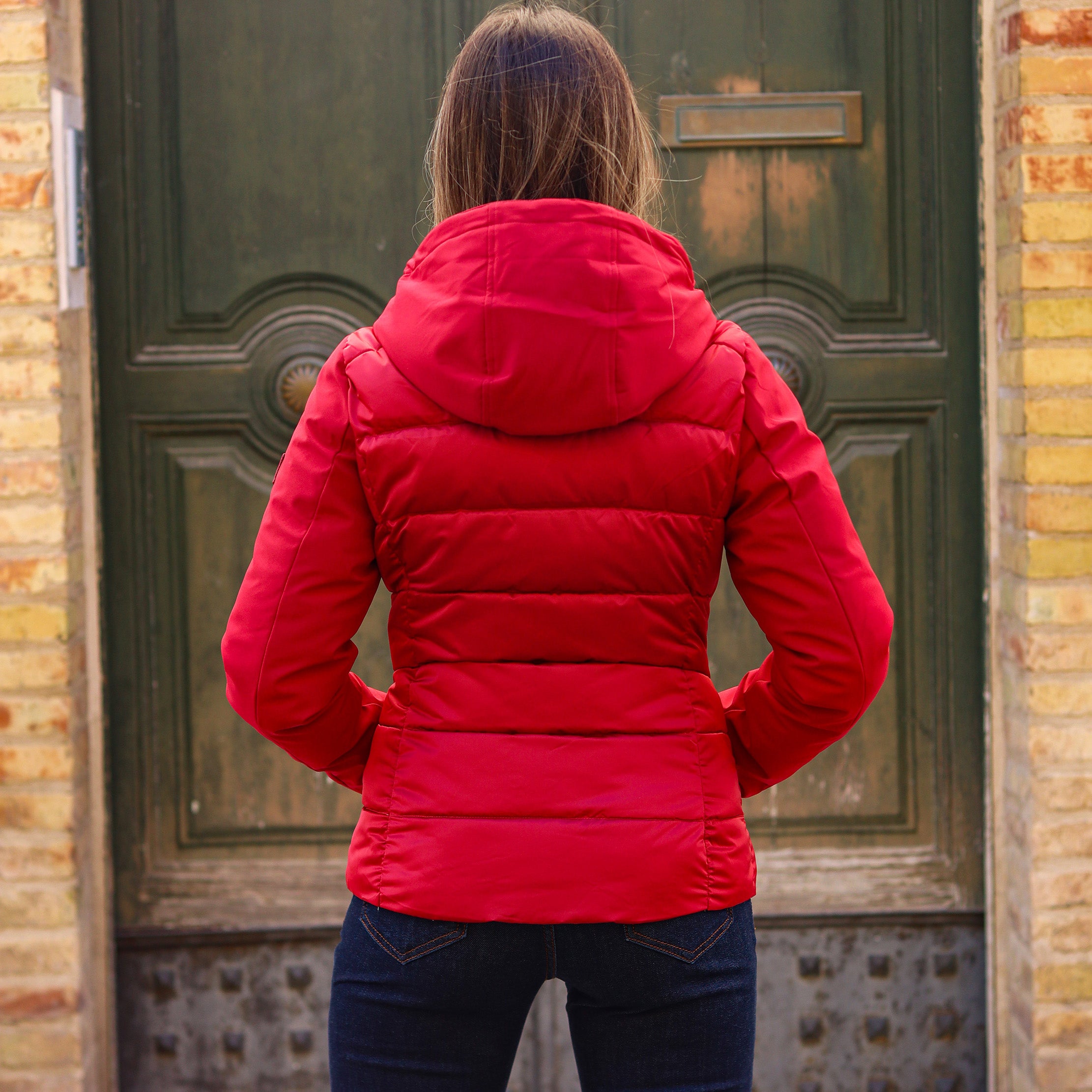 piumino corto doppio tessuto maniche ROSSO