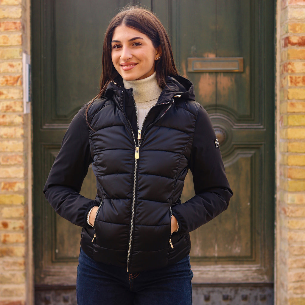 piumino corto doppio tessuto maniche NERO