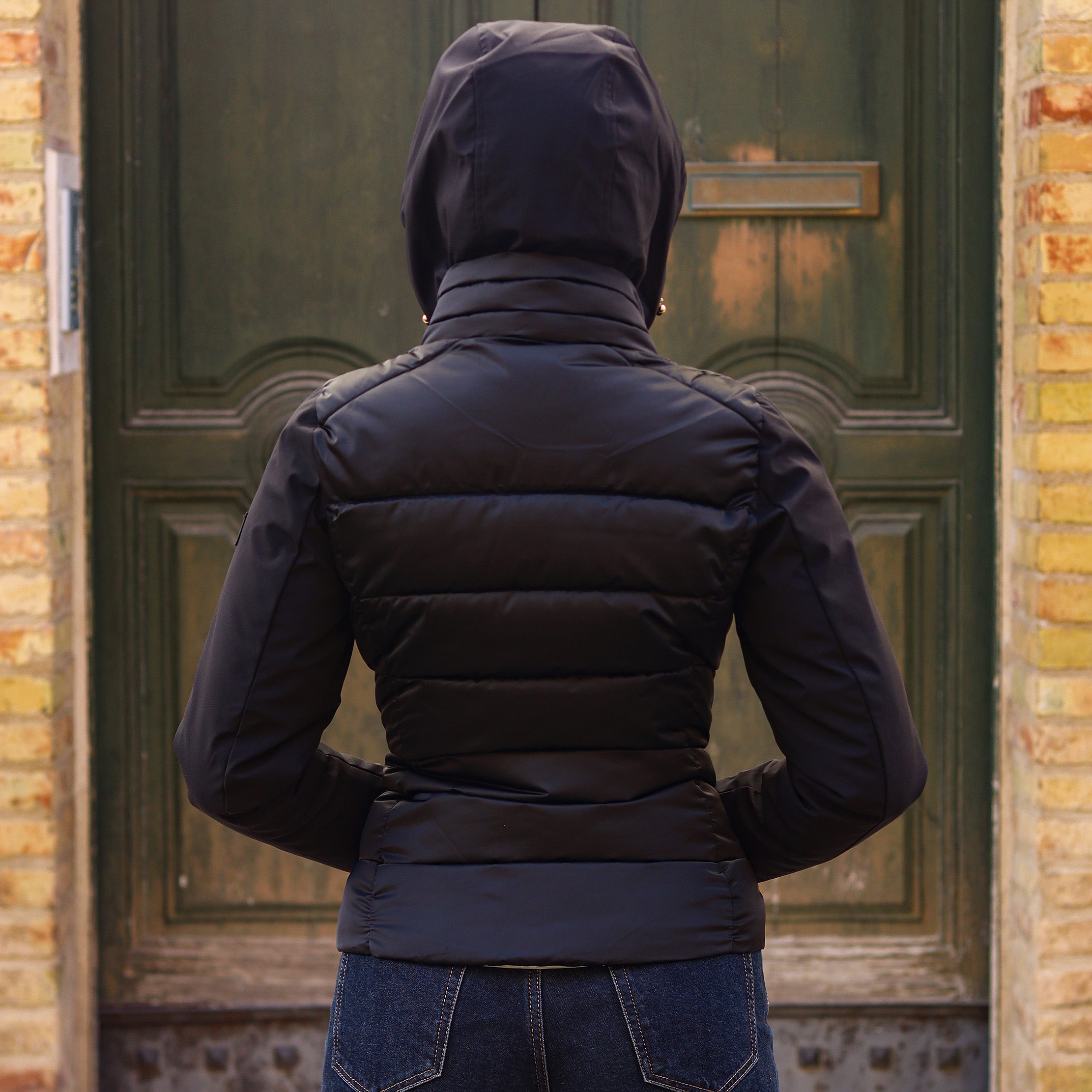 piumino corto doppio tessuto maniche NERO