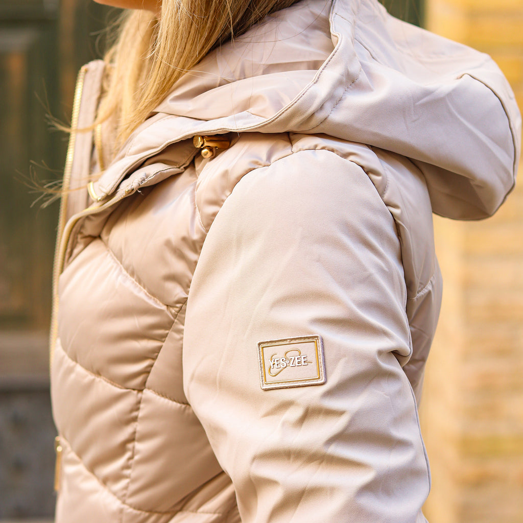 piumino corto doppio tessuto maniche CHAMPAGNE