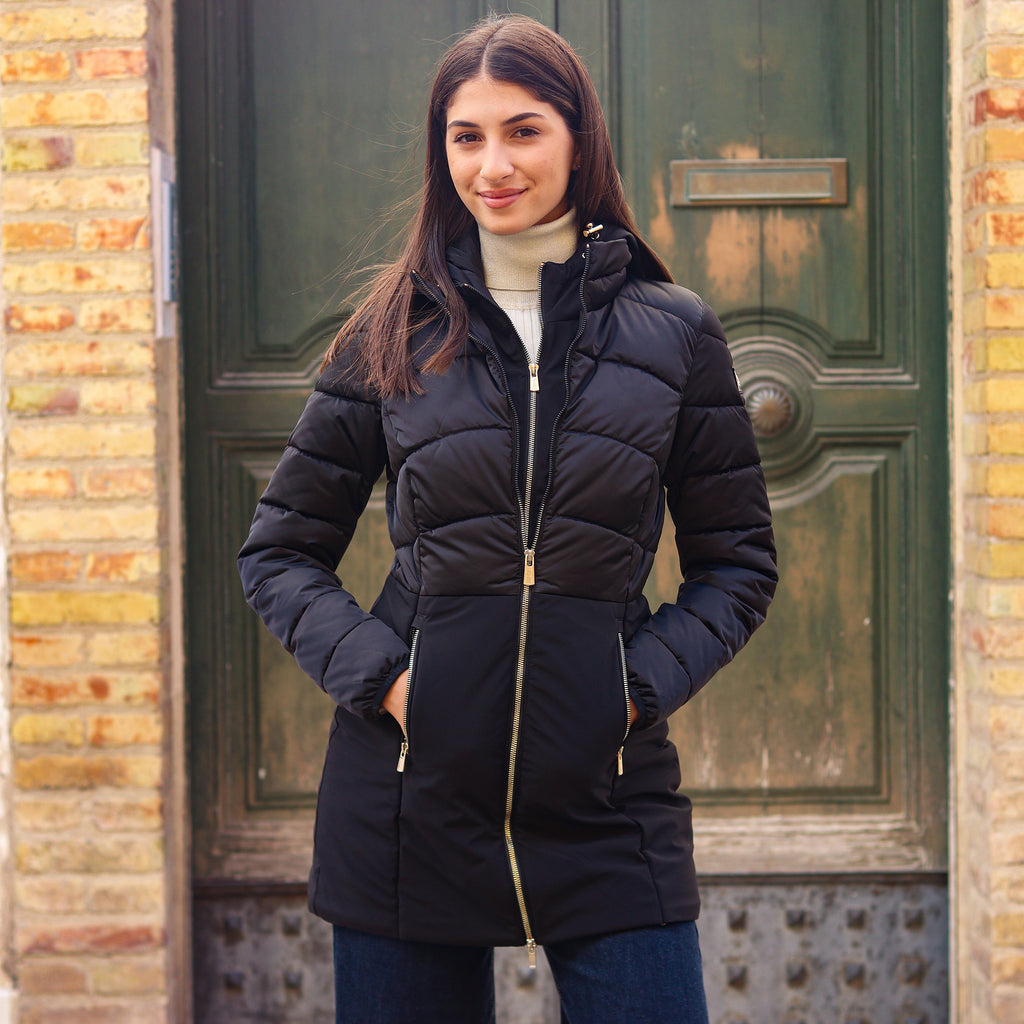 piumino lungo doppio tessuto sotto NERO