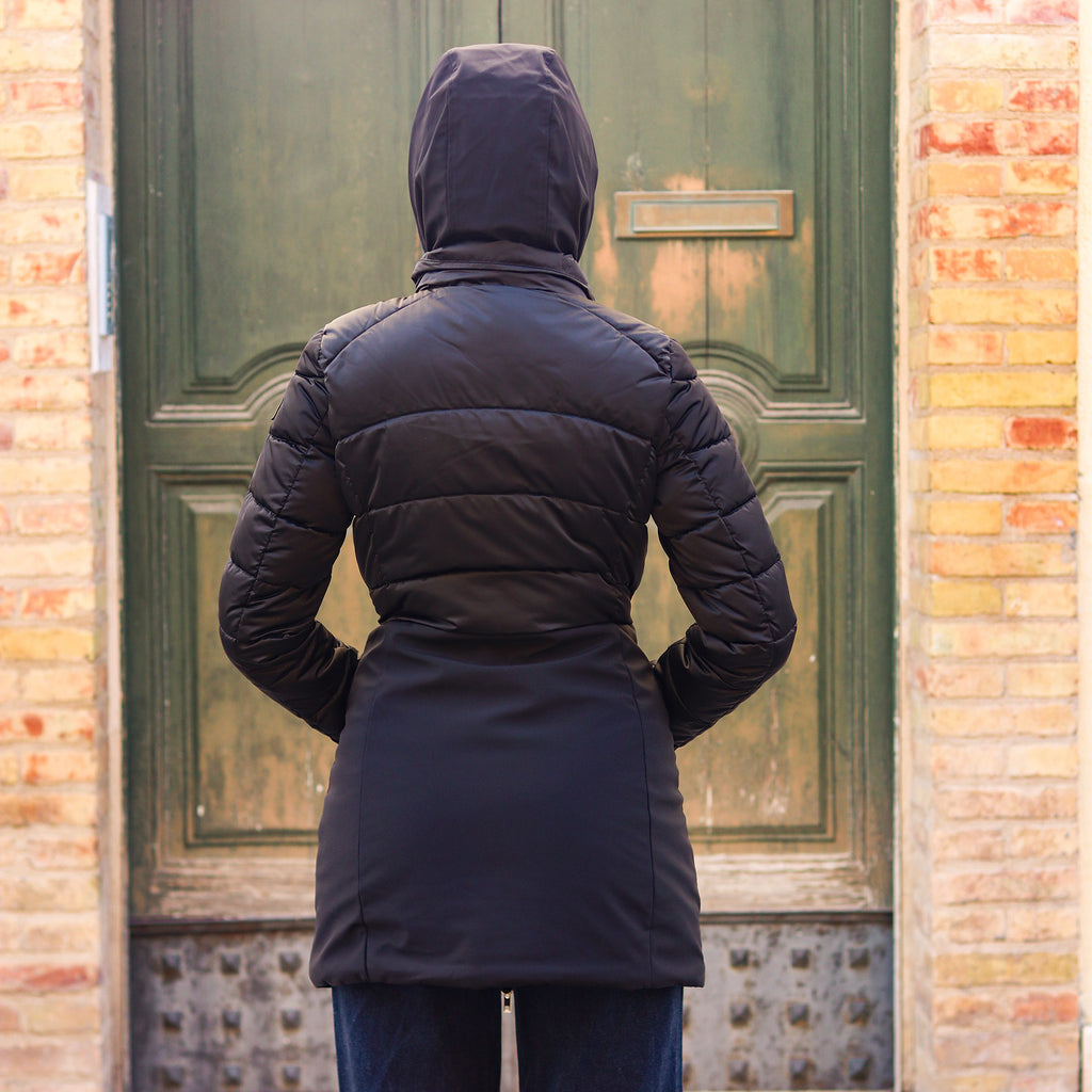 piumino lungo doppio tessuto sotto NERO