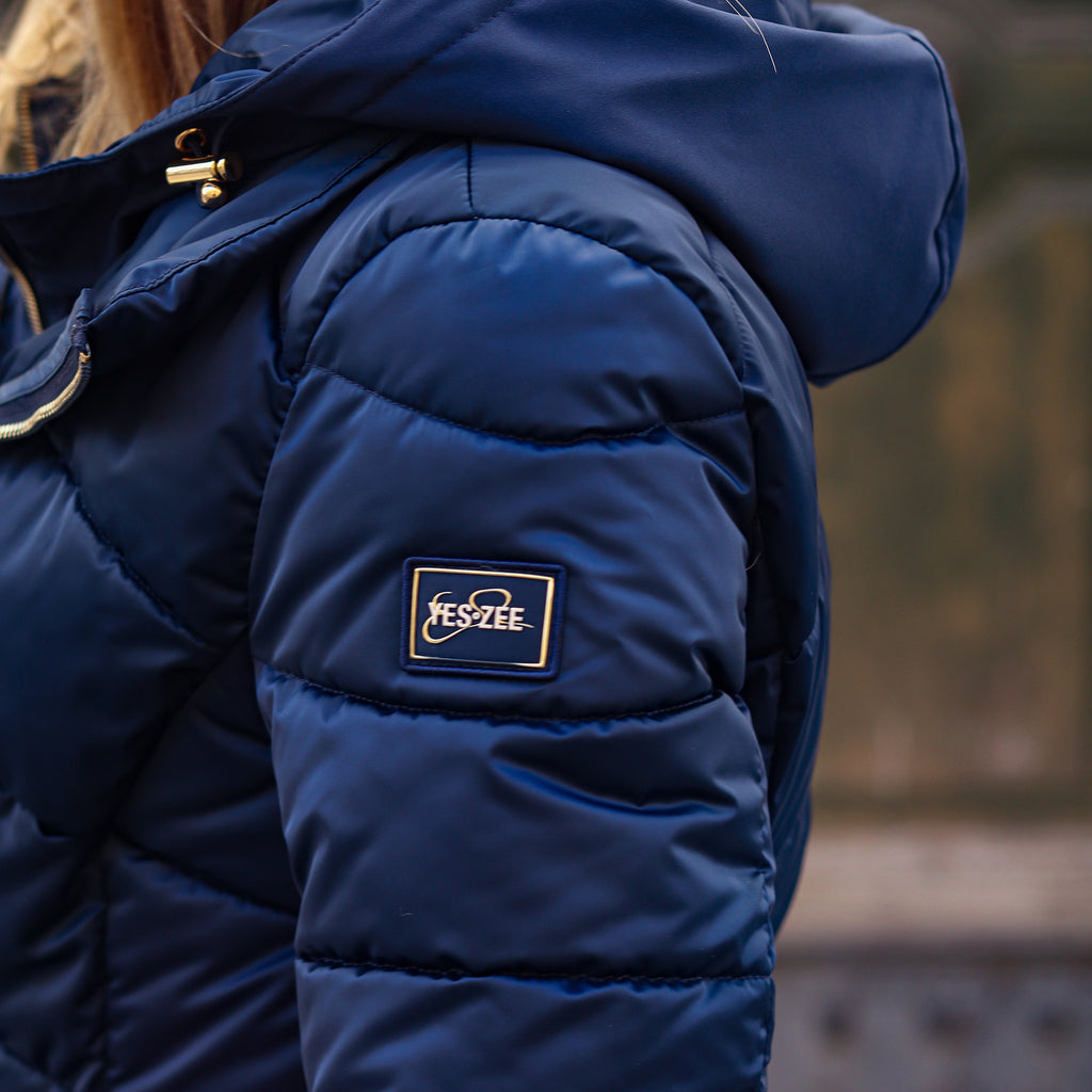 piumino lungo doppio tessuto sotto BLU