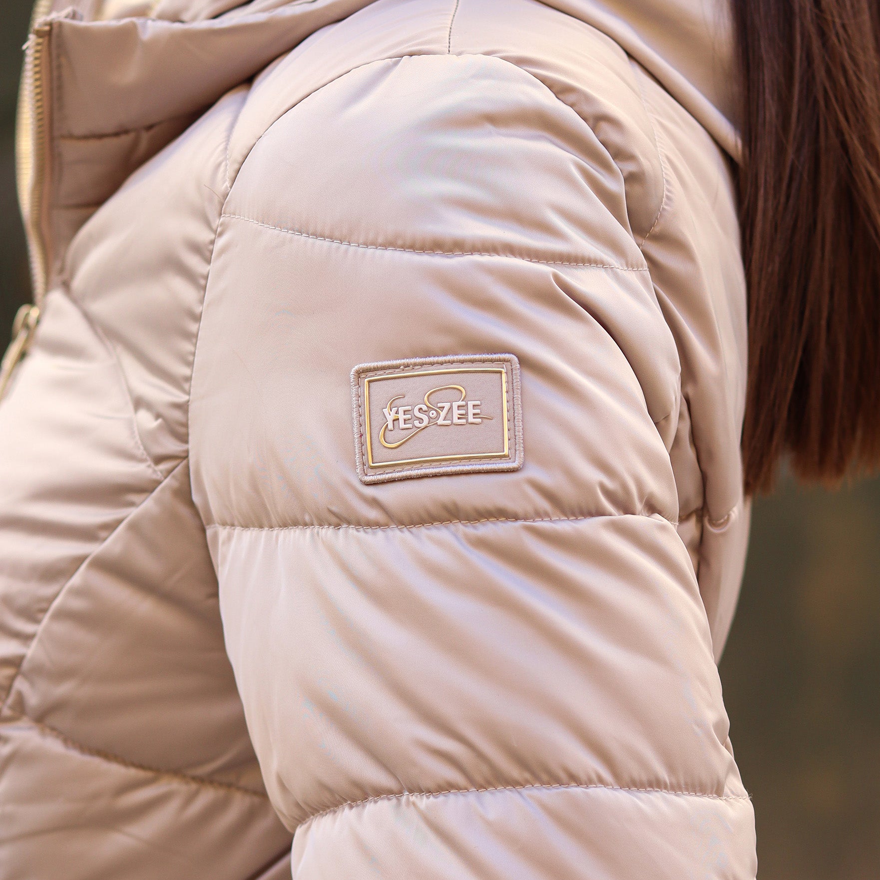 piumino lungo doppio tessuto sotto CHAMPAGNE