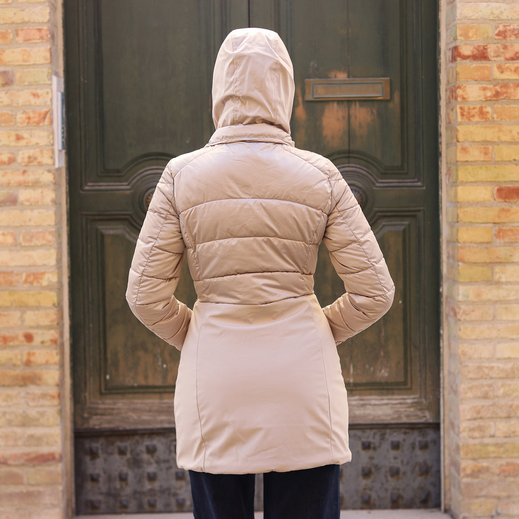 piumino lungo doppio tessuto sotto CHAMPAGNE