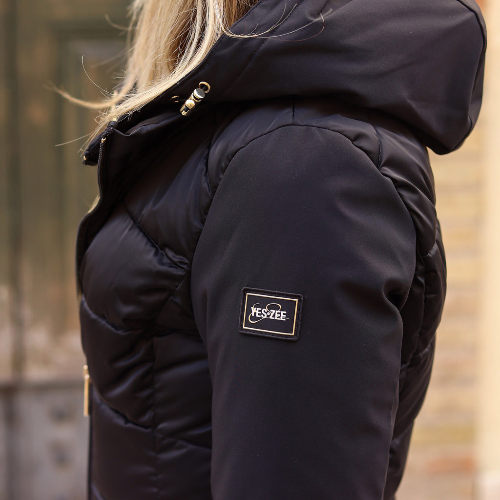 piumino lungo doppio tessuto maniche NERO