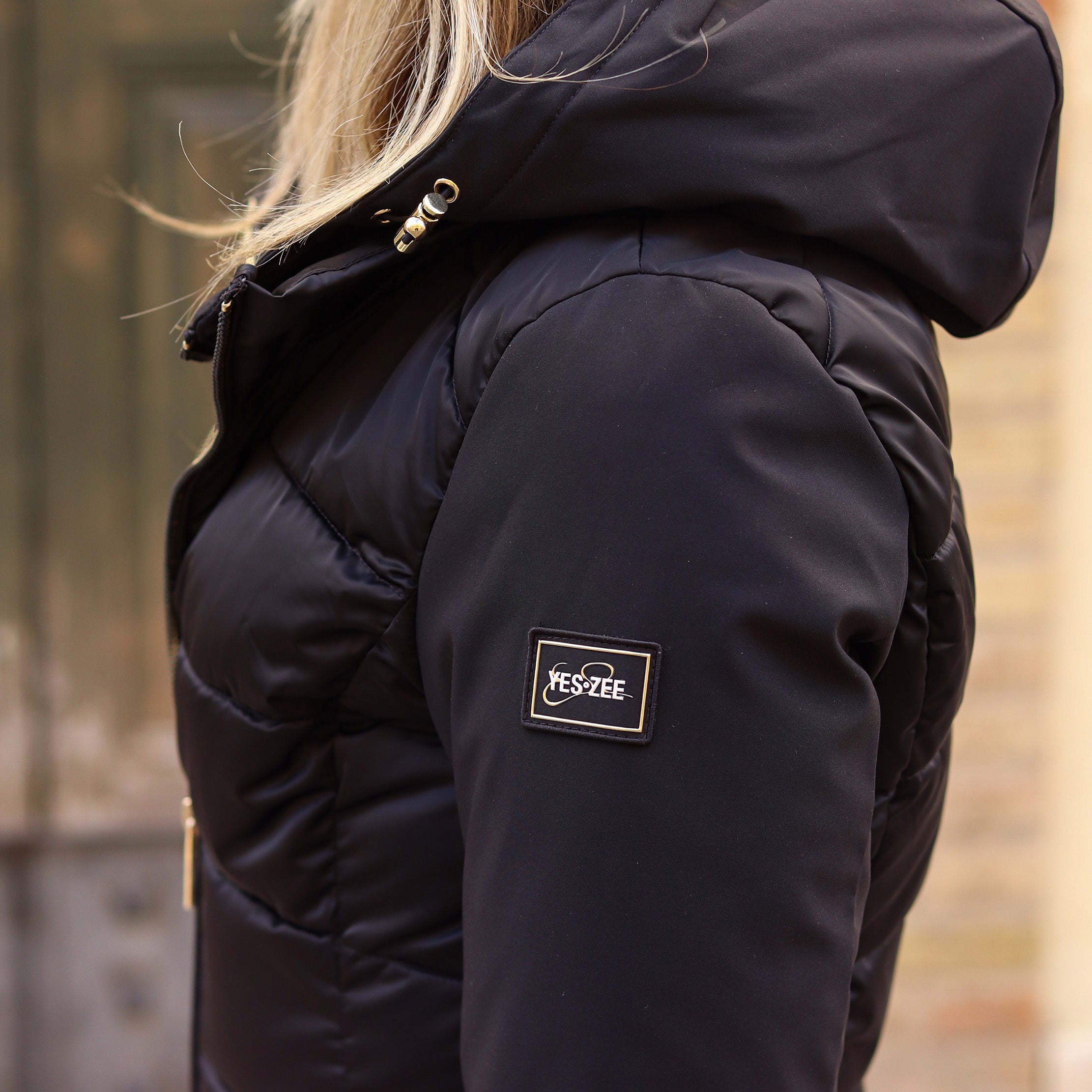 piumino lungo doppio tessuto maniche NERO