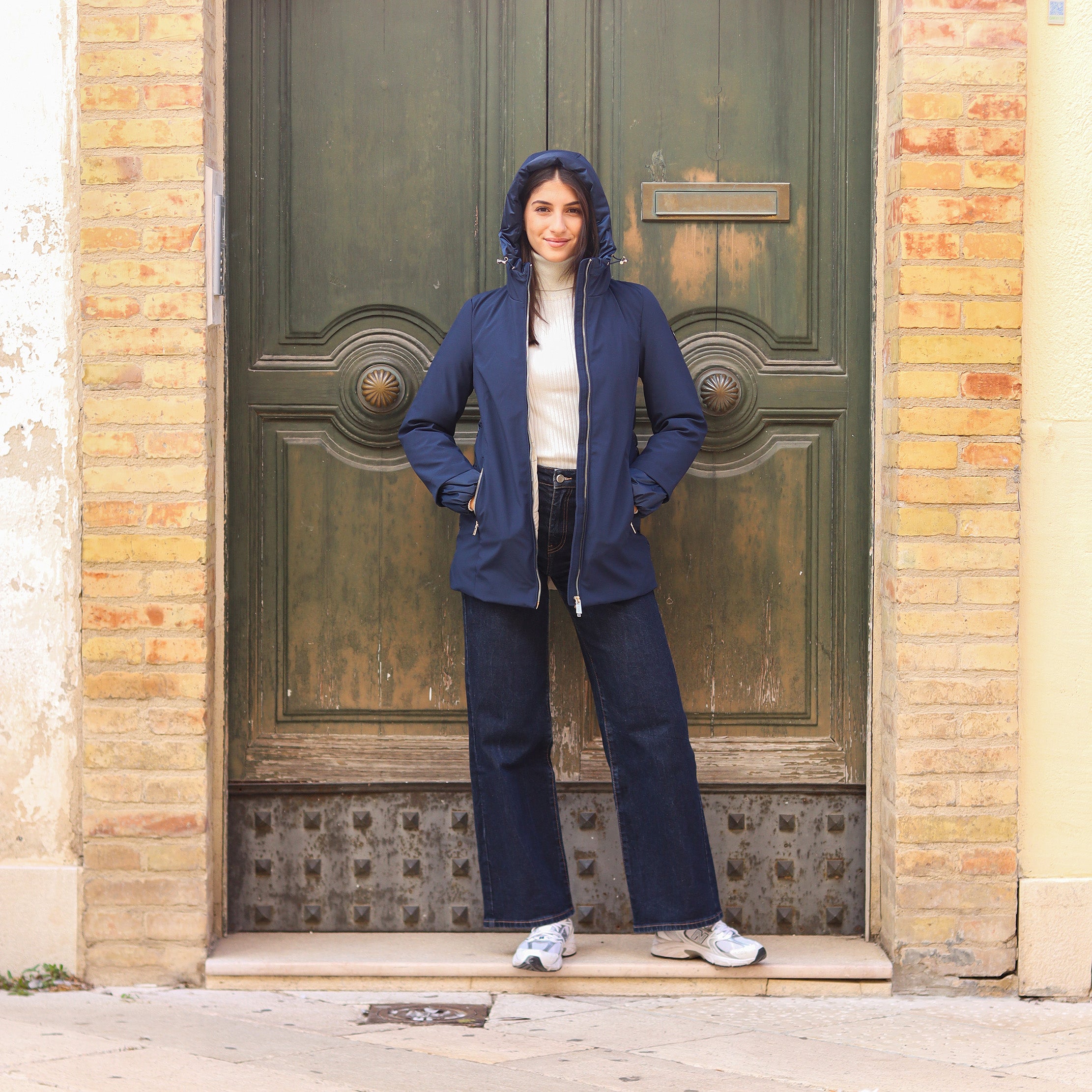 piumino doppio tessuto dietro e manica BLU