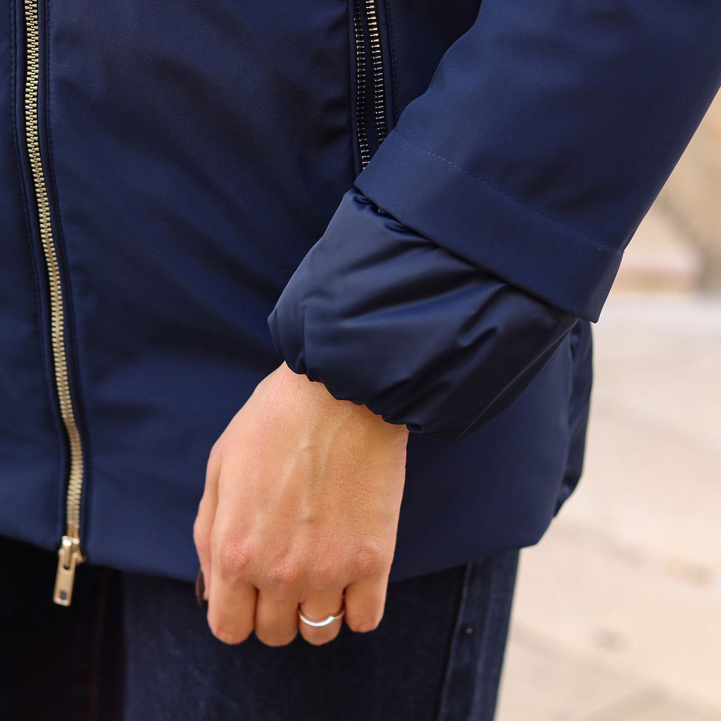 piumino doppio tessuto dietro e manica BLU