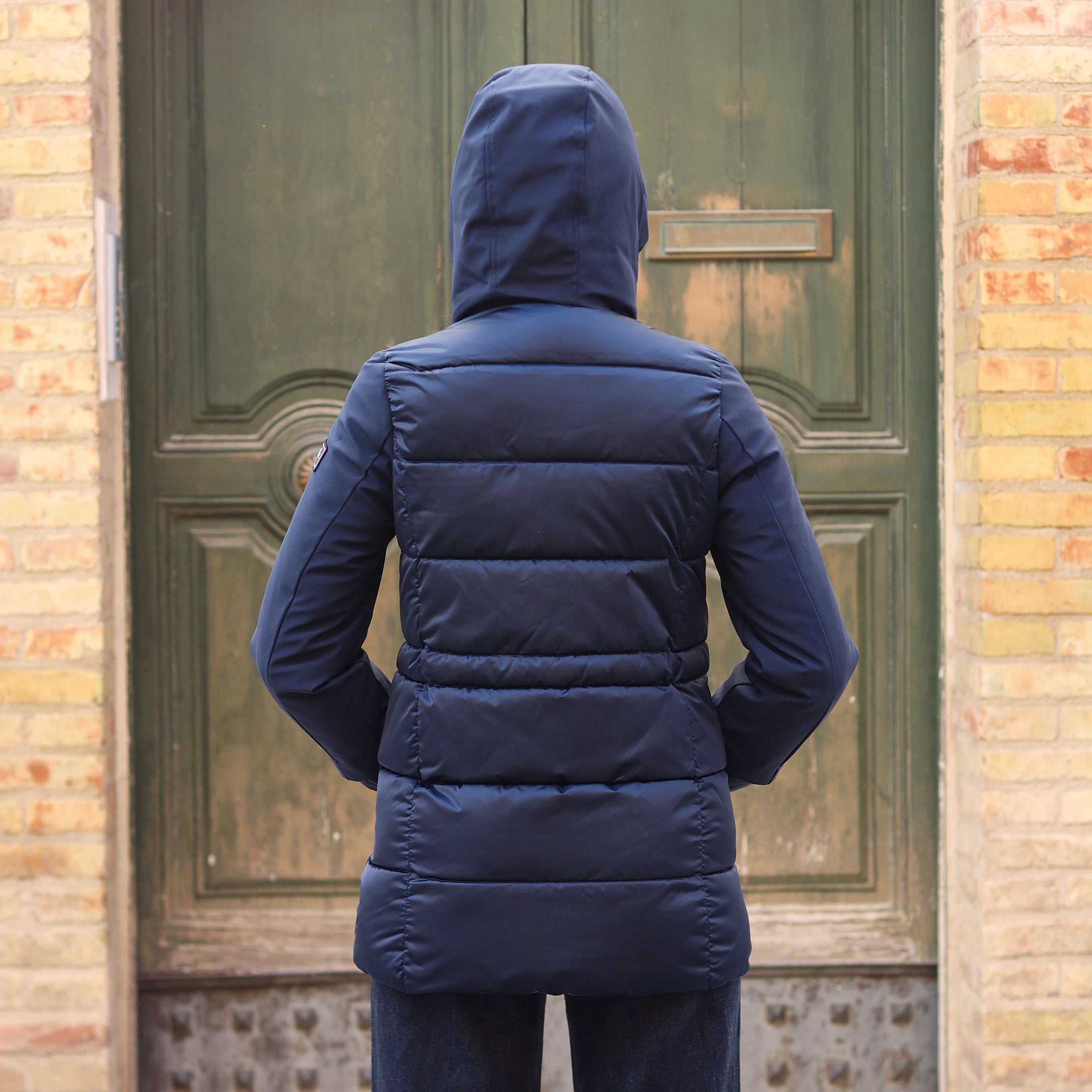 piumino doppio tessuto dietro e manica BLU