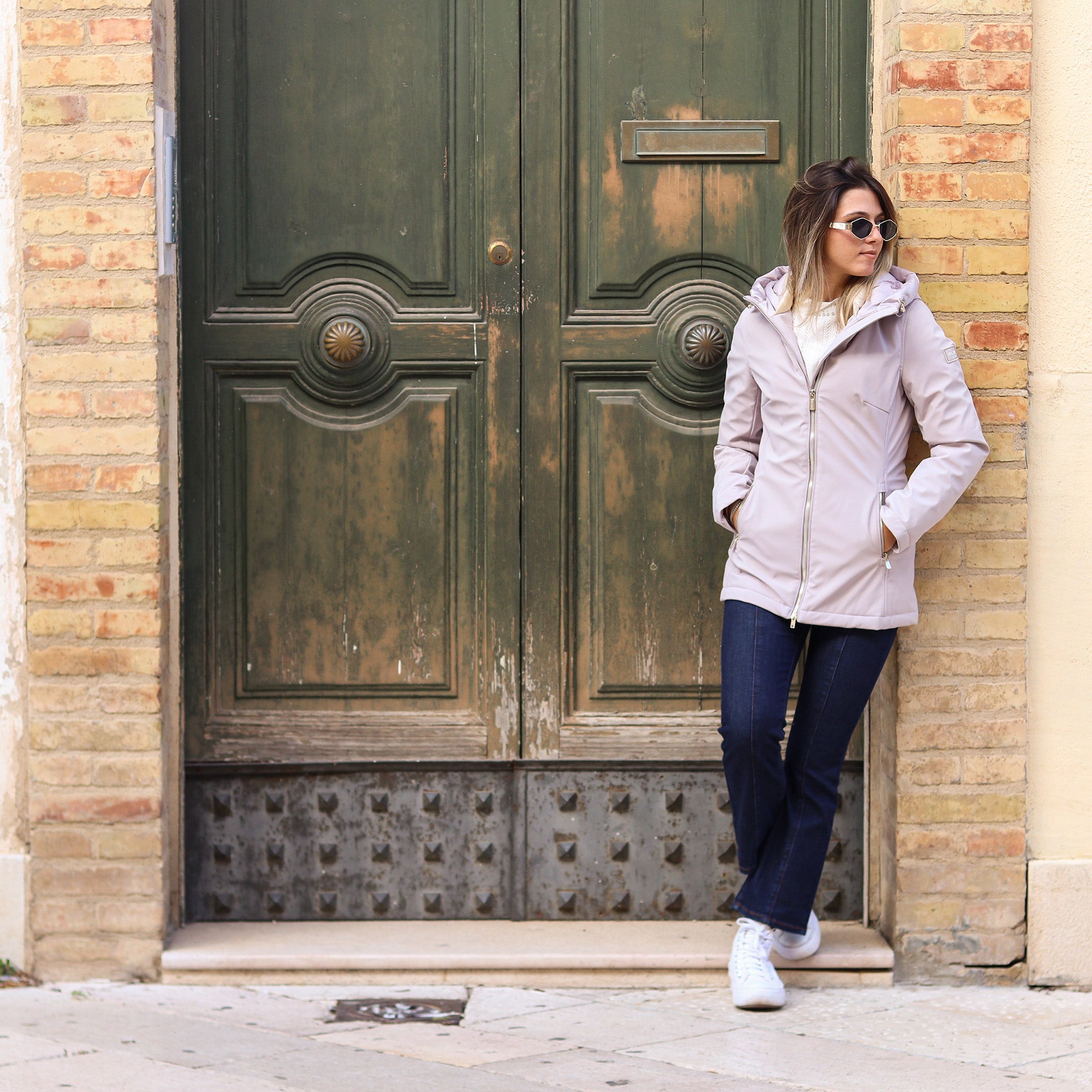 Piumino liscio lungo GHIACCIO