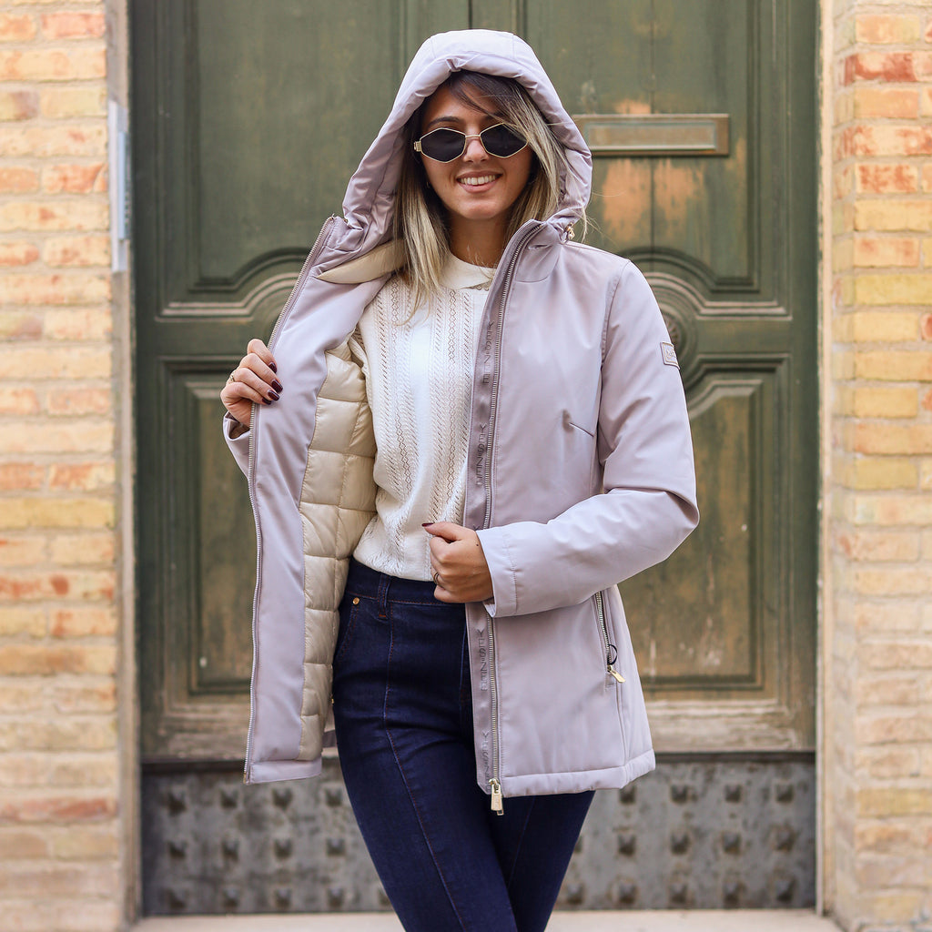 Piumino liscio lungo GHIACCIO