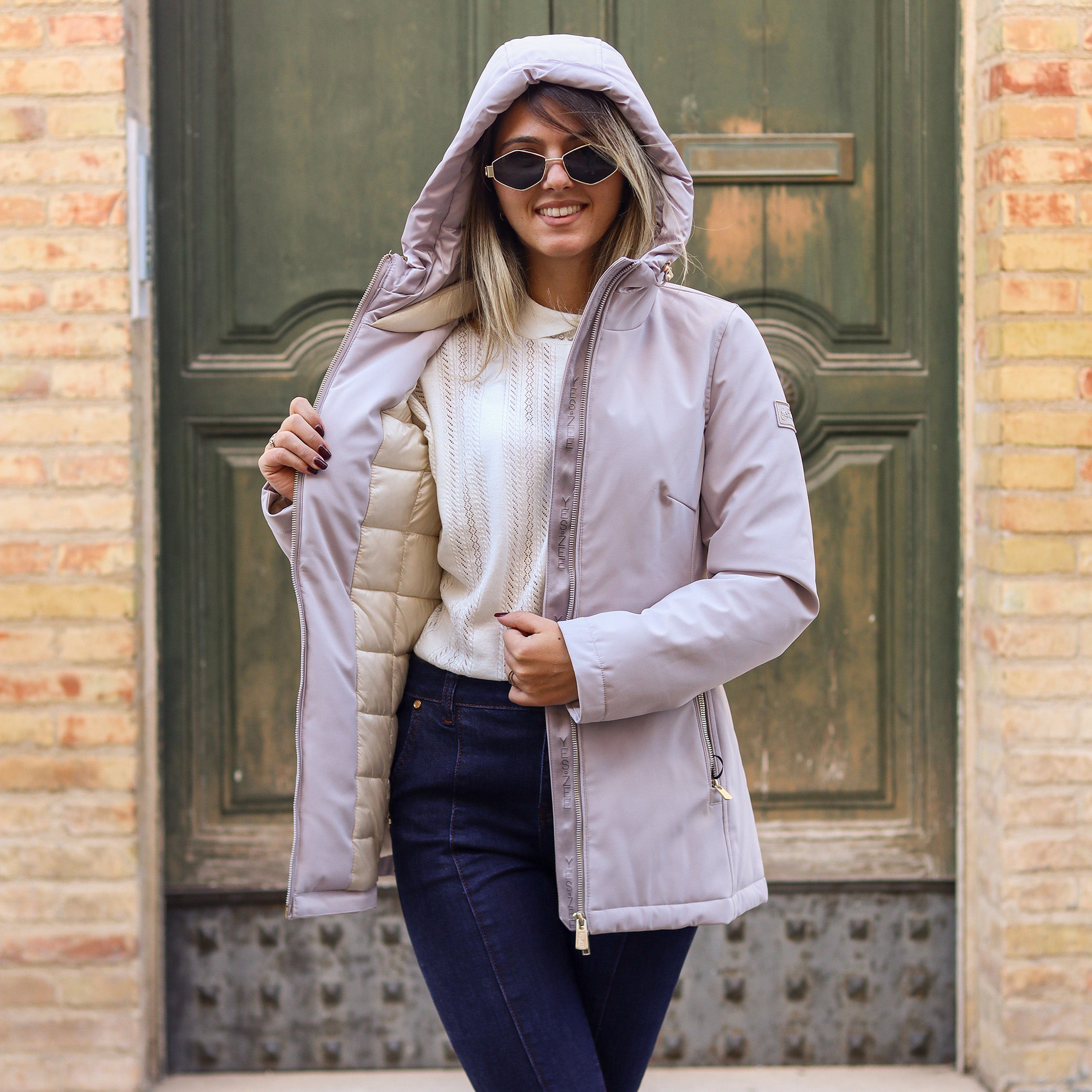 Piumino liscio lungo GHIACCIO