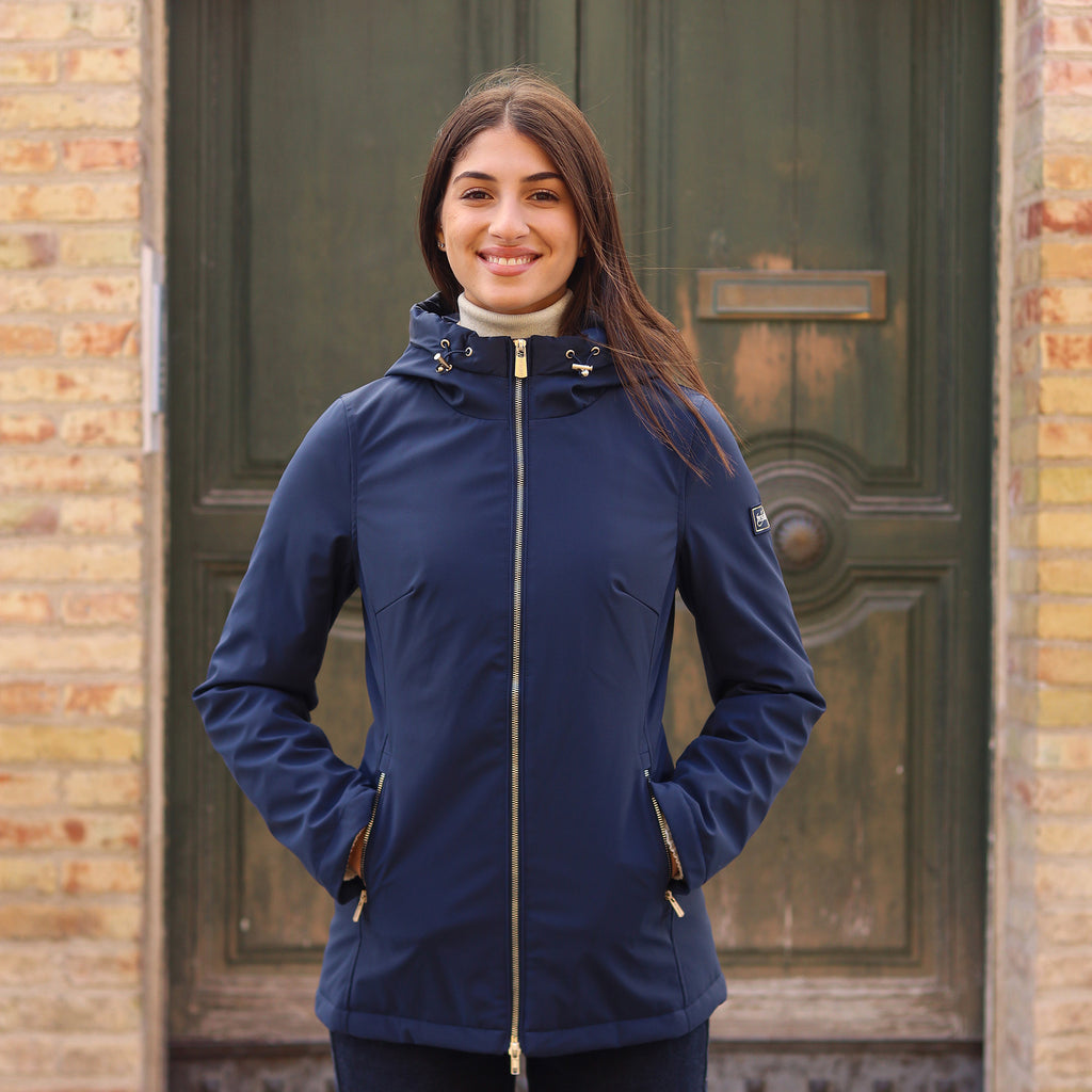 Piumino liscio lungo BLU