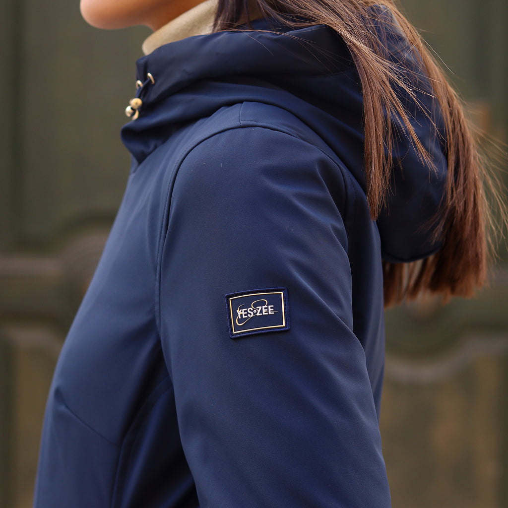 Piumino liscio lungo BLU