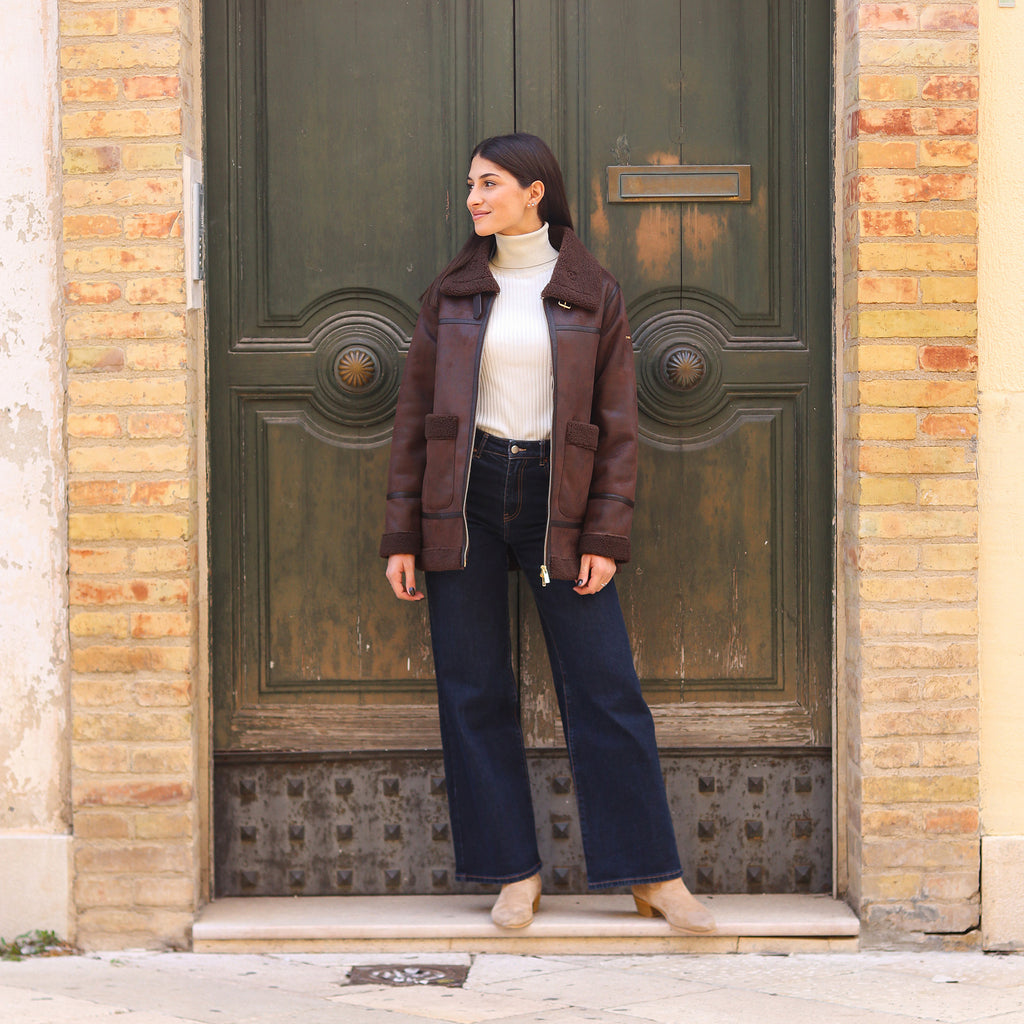 montone lungo MARRONE