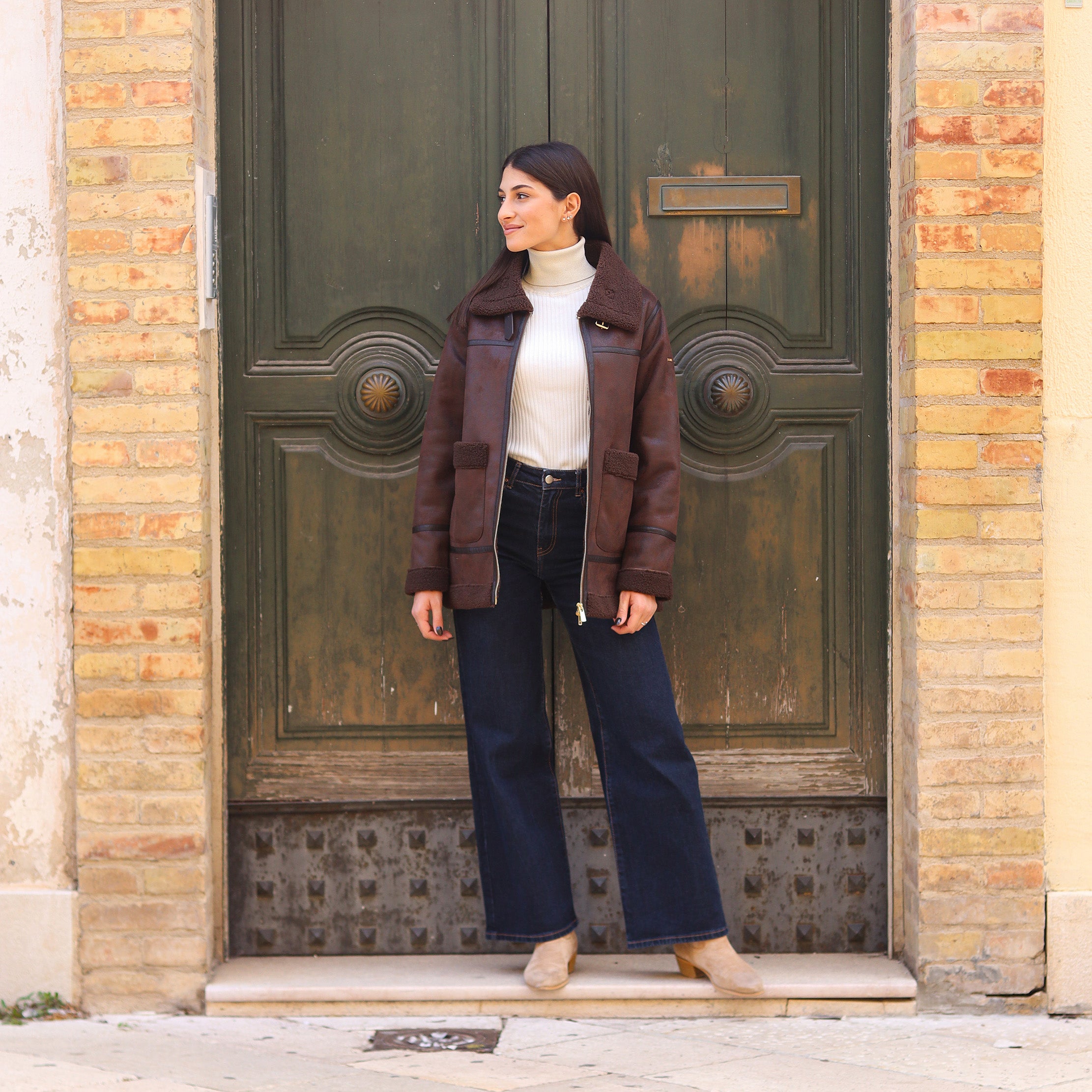 montone lungo MARRONE