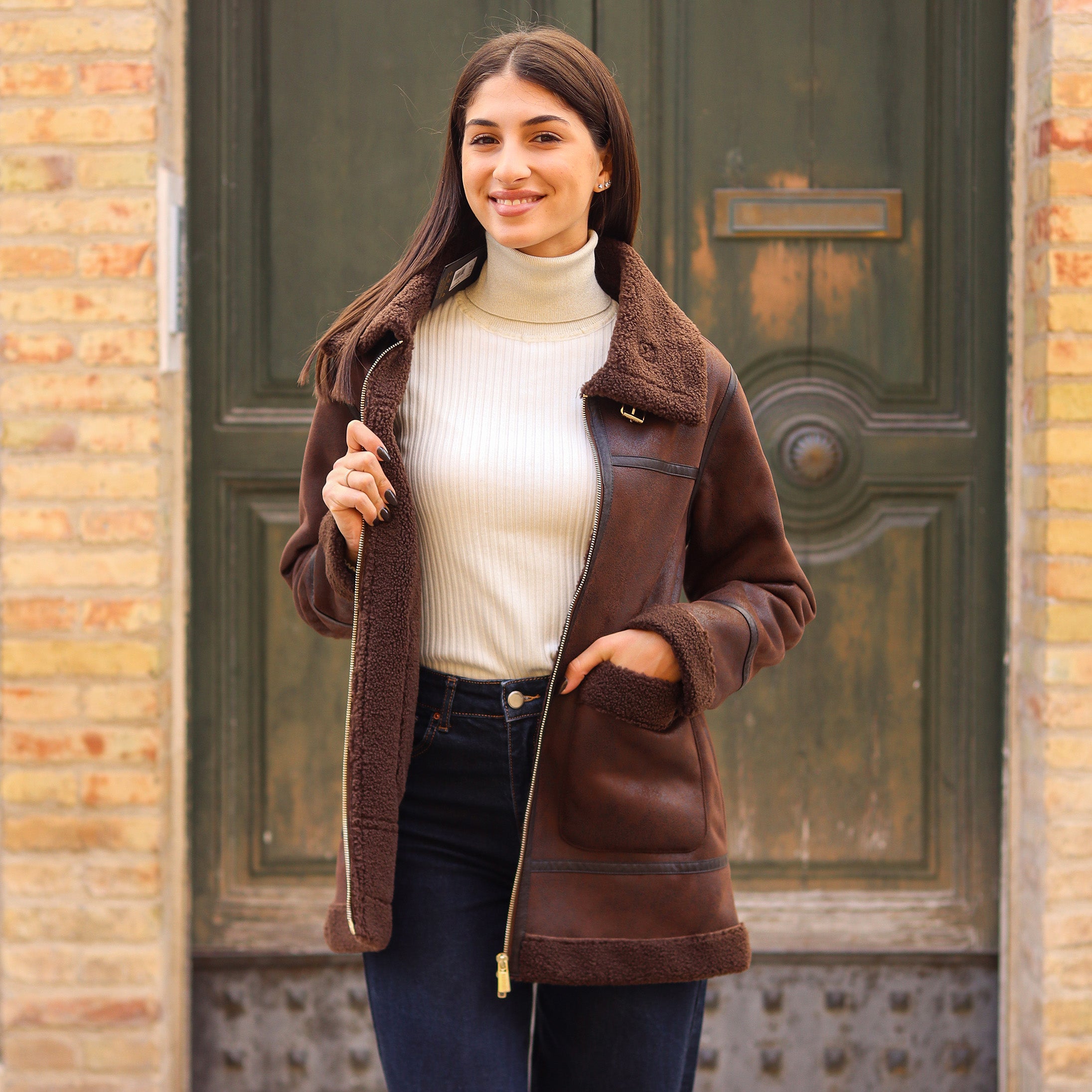 montone lungo MARRONE