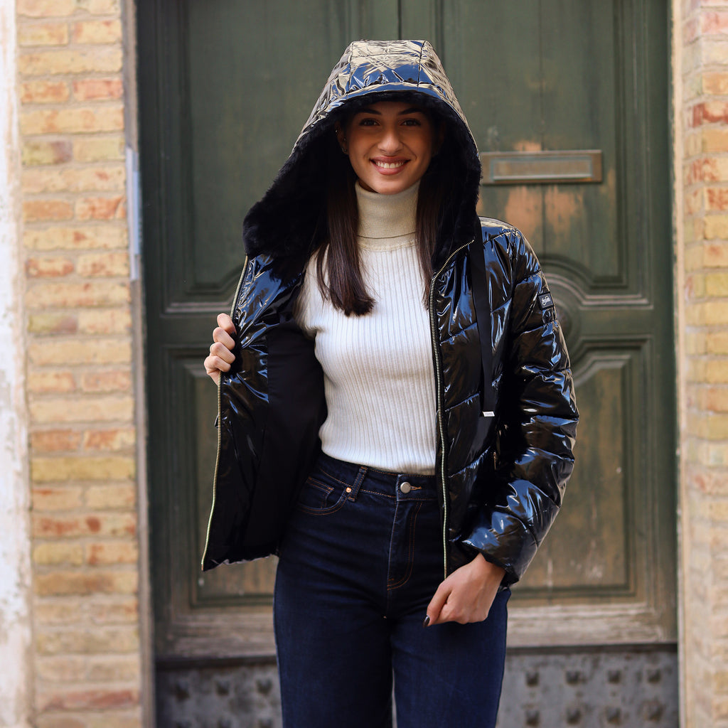 piumino lucido NERO