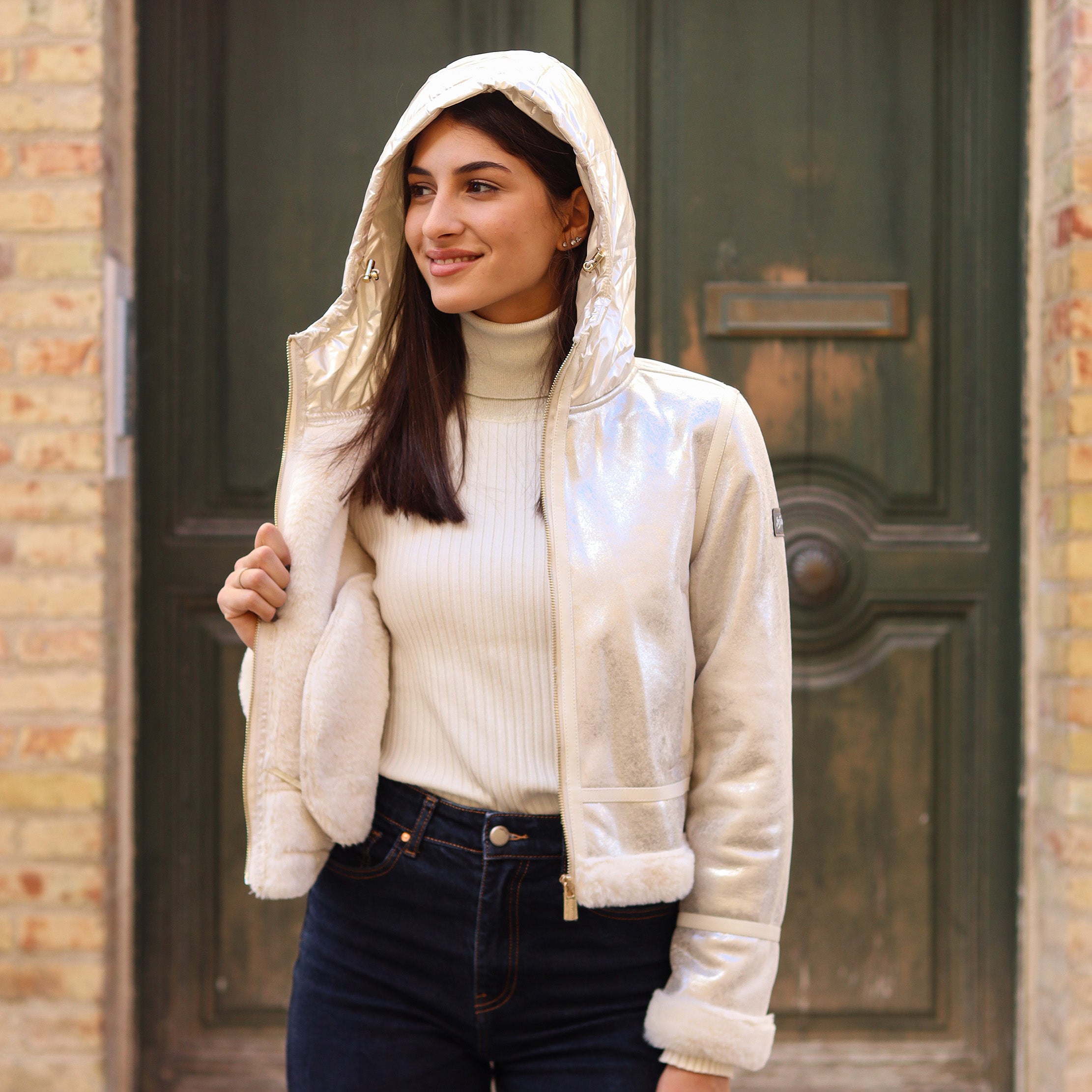 montone con cappuccio CHAMPAGNE