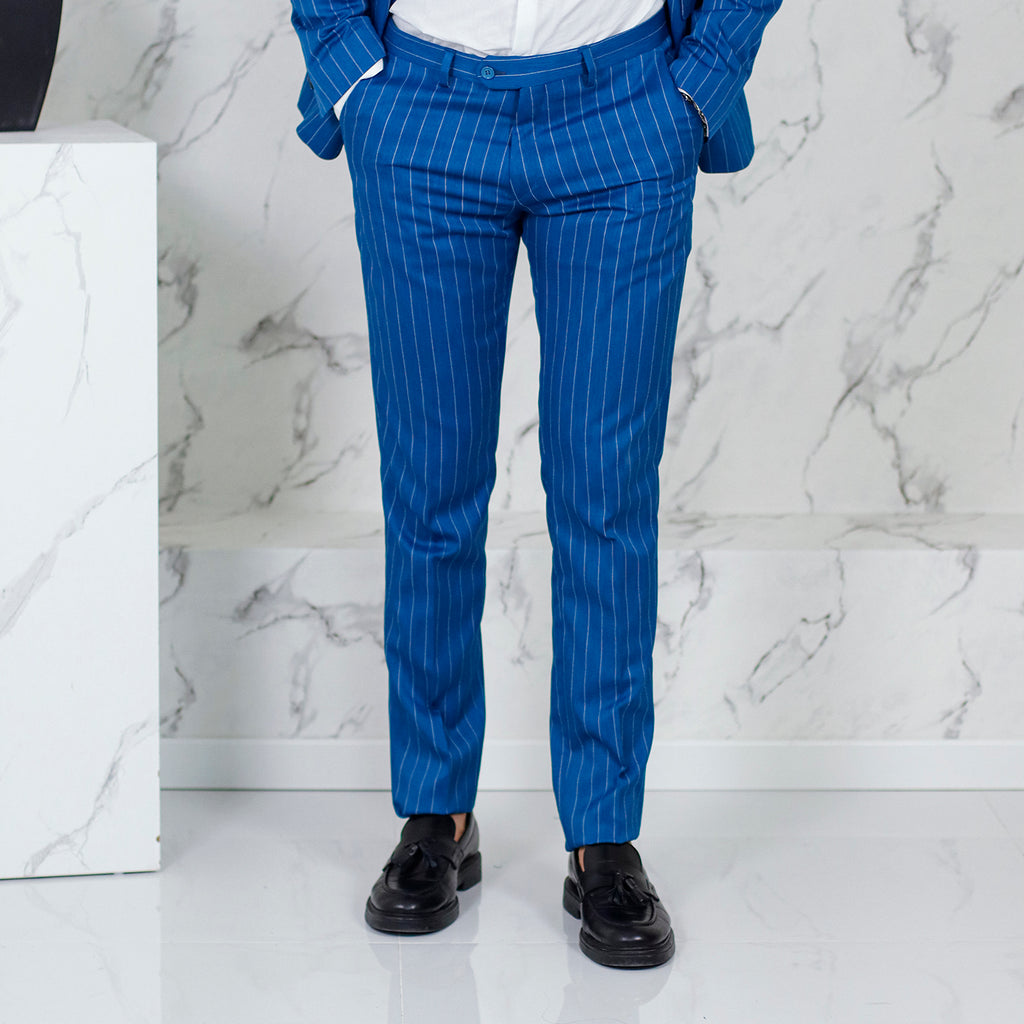 Abito sartoriale bluette gessato MADE IN ITALY