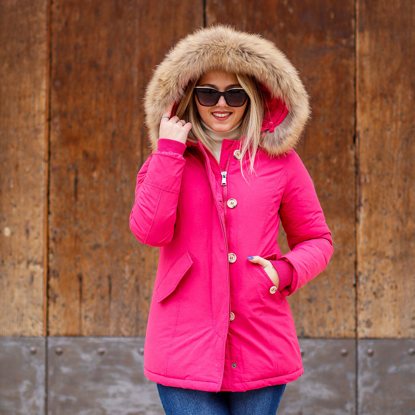 Parka Simil Woorlich Special Price Pelliccia GRANDE fucsia