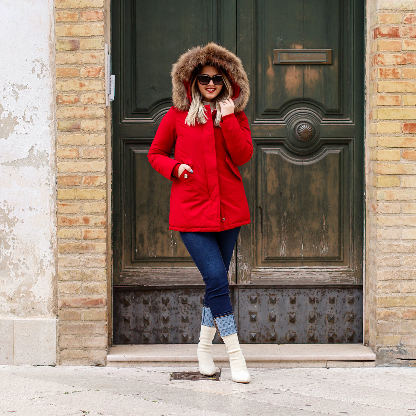 Parka Simil Woorlich Special Price Pelliccia GRANDE Rosso