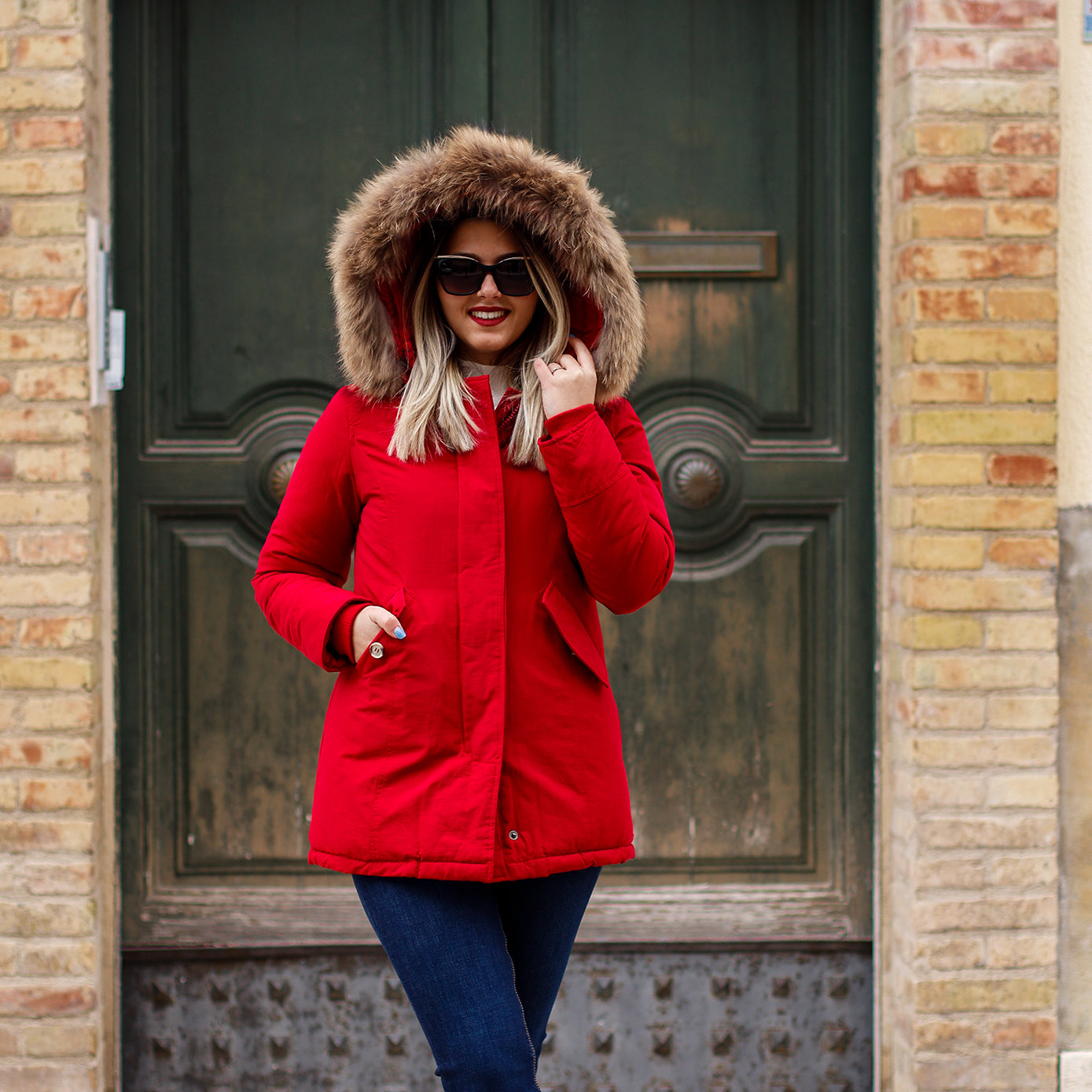 Parka Simil Woorlich Special Price Pelliccia GRANDE Rosso
