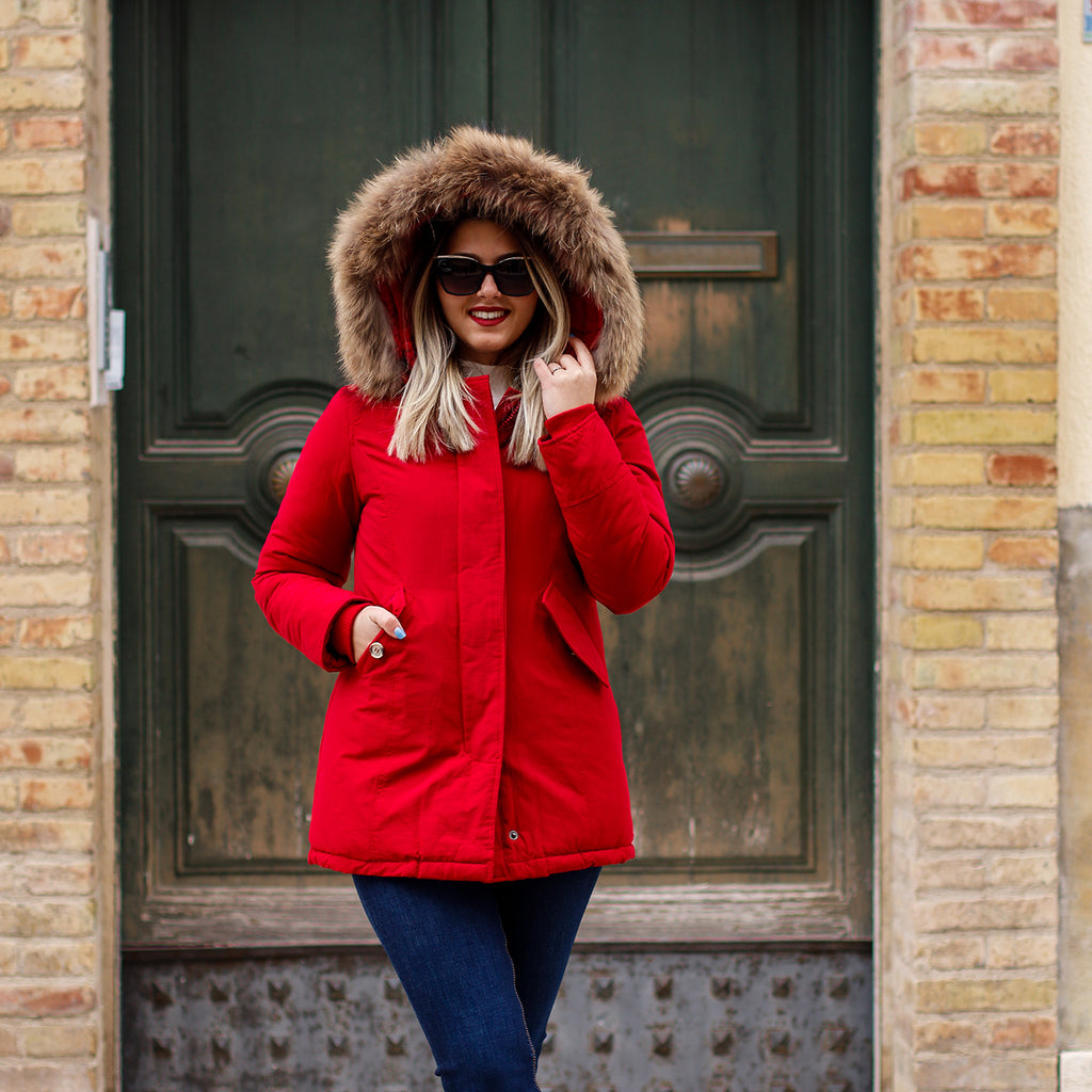 Parka Simil Woorlich Special Price Pelliccia GRANDE Rosso
