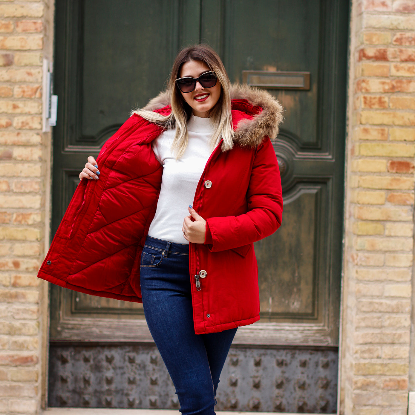 Parka Simil Woorlich Special Price Pelliccia GRANDE Rosso