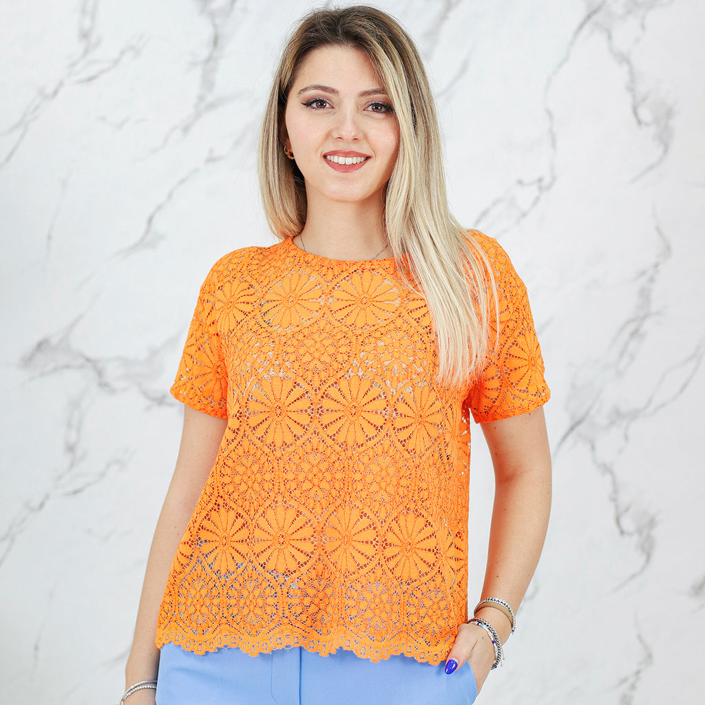 Blusa in pizzo GAUDì arancio, glicine, nera