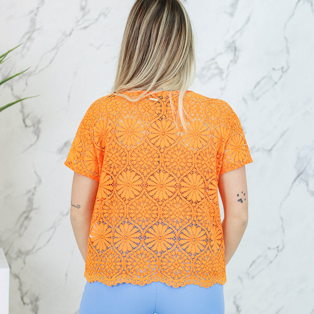 Blusa in pizzo GAUDì arancio, glicine, nera