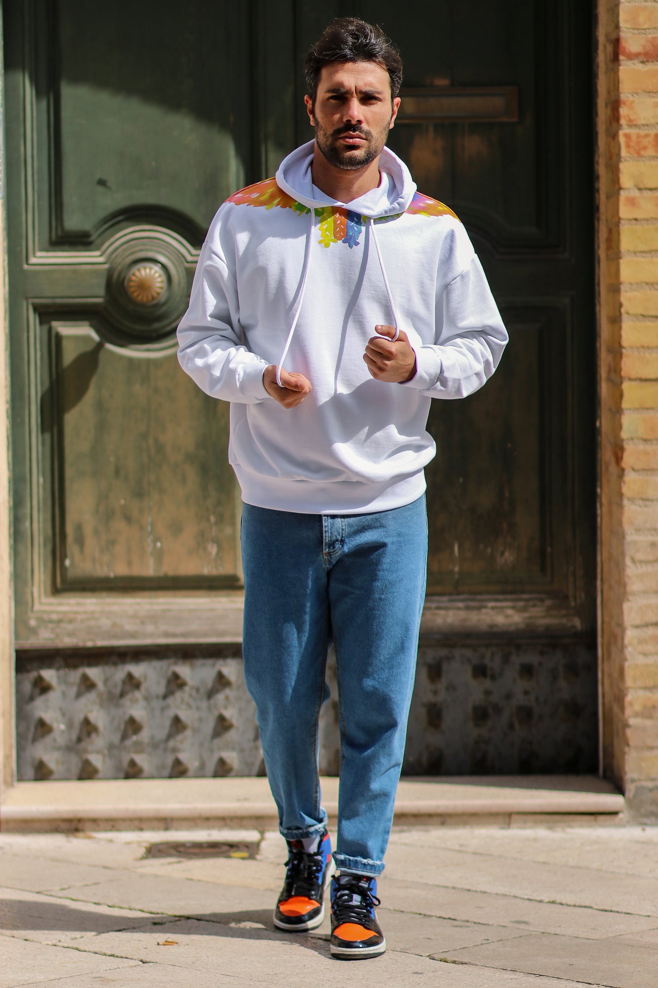 Felpa Boy London Bianca Con Motivo Sul Collo