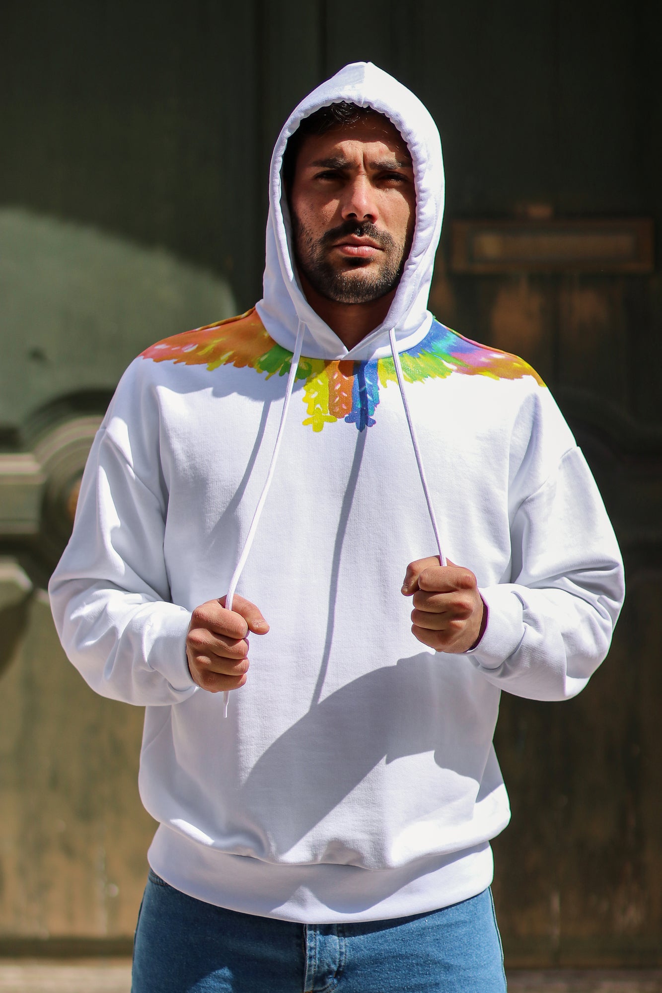 Felpa Boy London Bianca Con Motivo Sul Collo