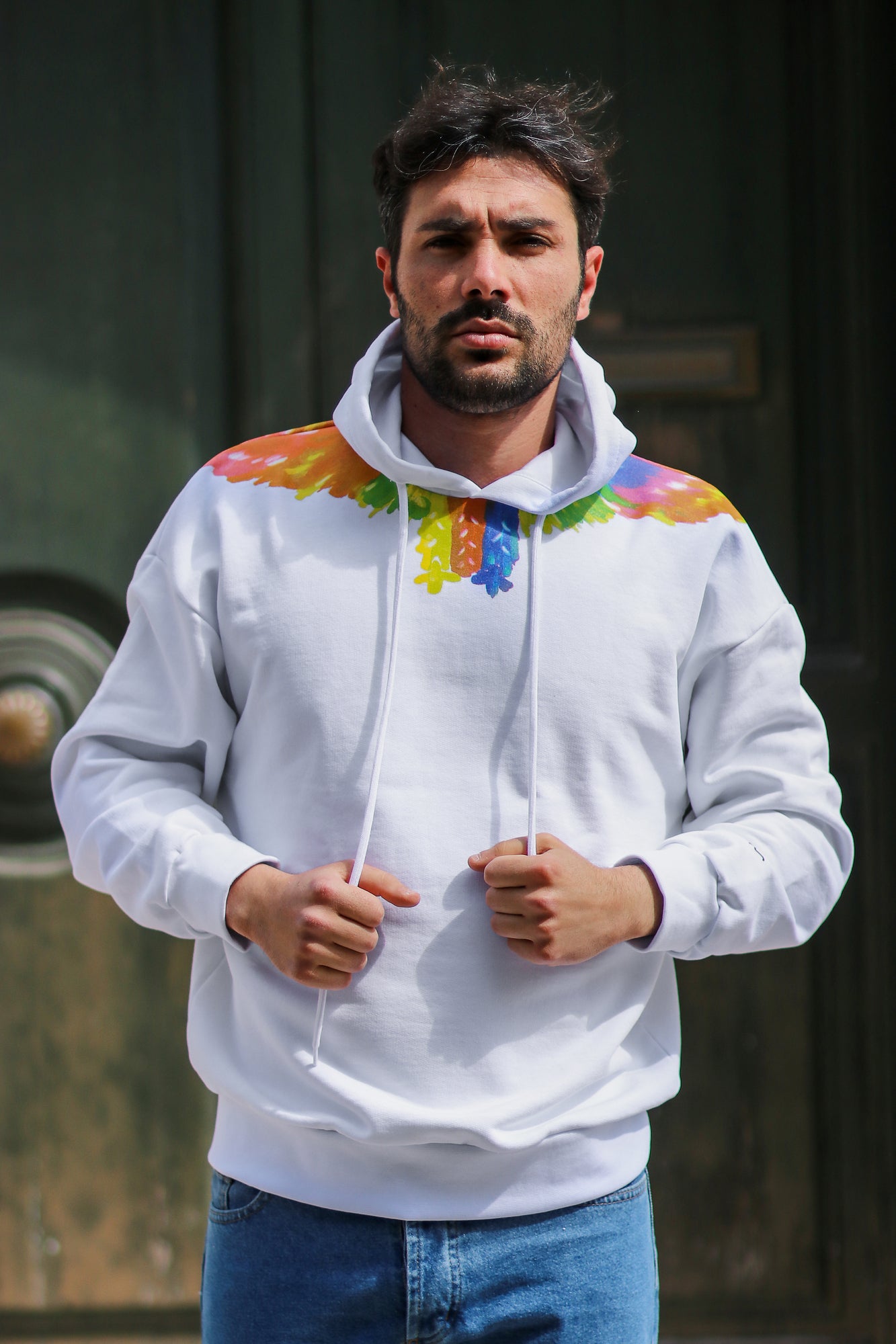 Felpa Boy London Bianca Con Motivo Sul Collo