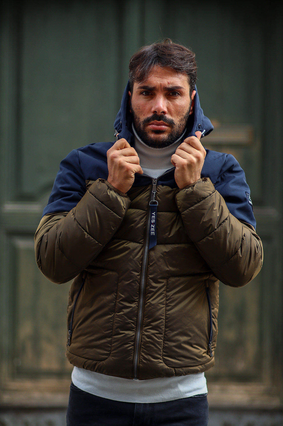 Piumino yes zee doppio tessuto con cappuccio