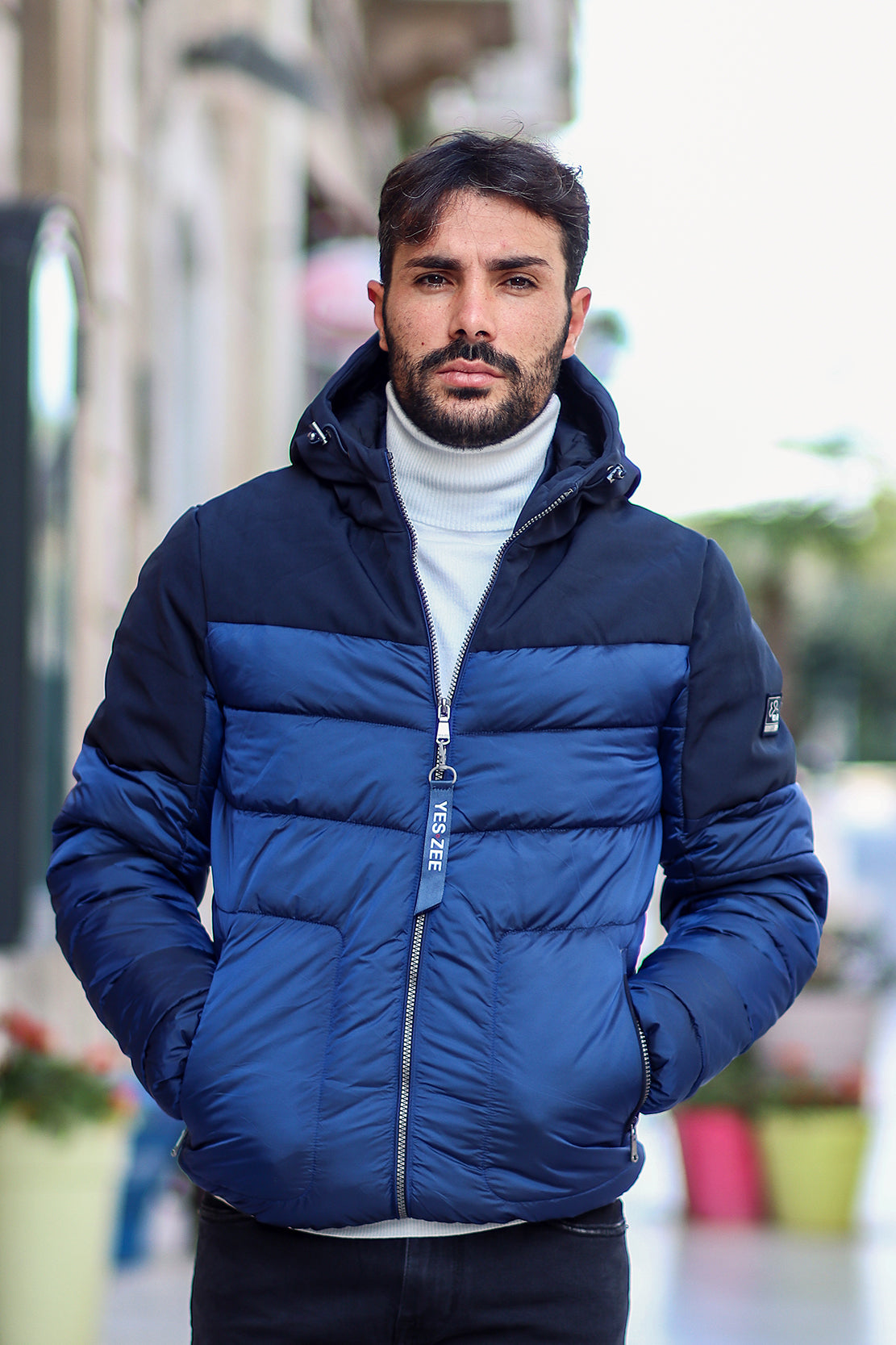 Piumino yes zee doppio tessuto con cappuccio