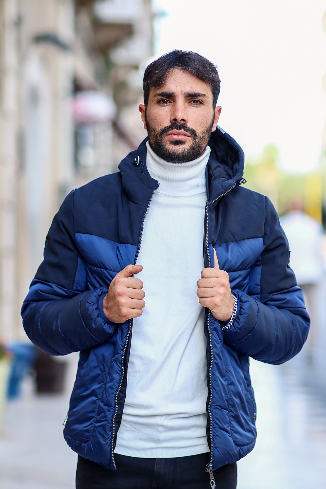 Piumino yes zee doppio tessuto con cappuccio