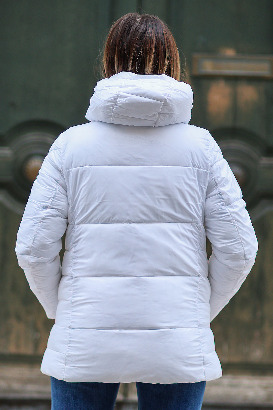 Piumino tre quarti bianco Special Price